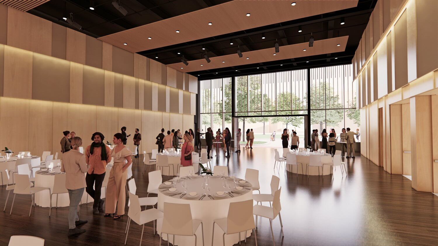 interior view of function hall with tables