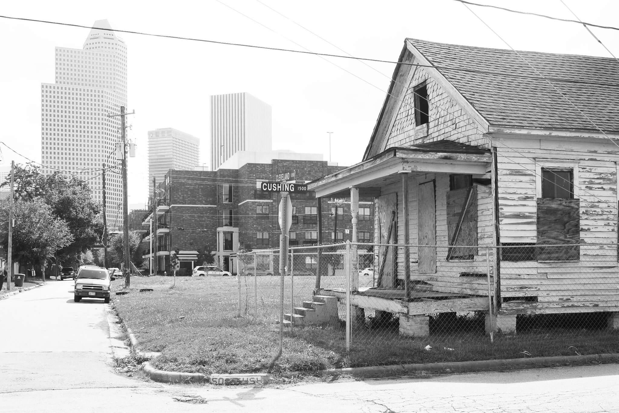 black and white image of Freedmen’s Town 