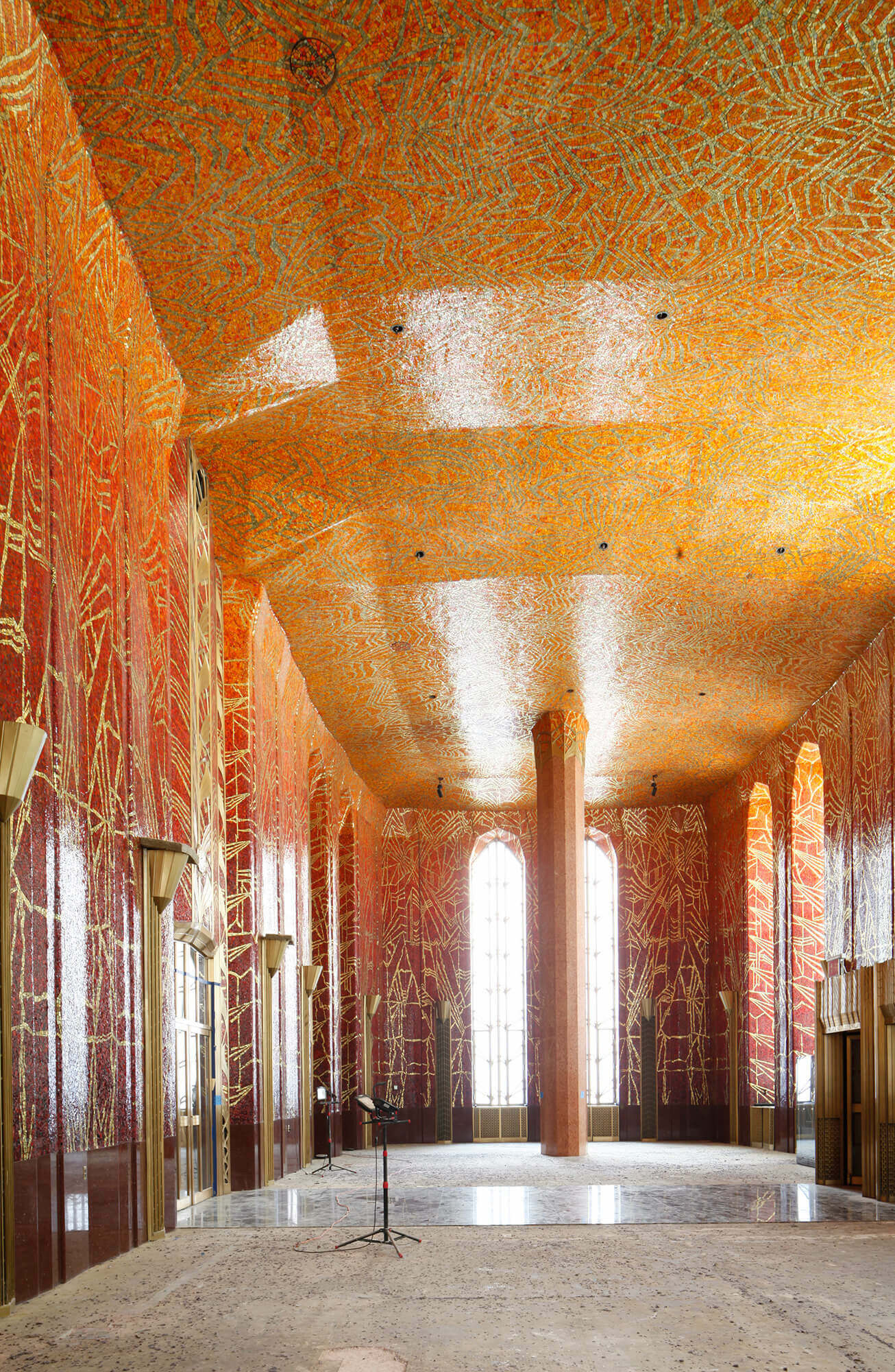 The Red Room ceiling tiles and walls