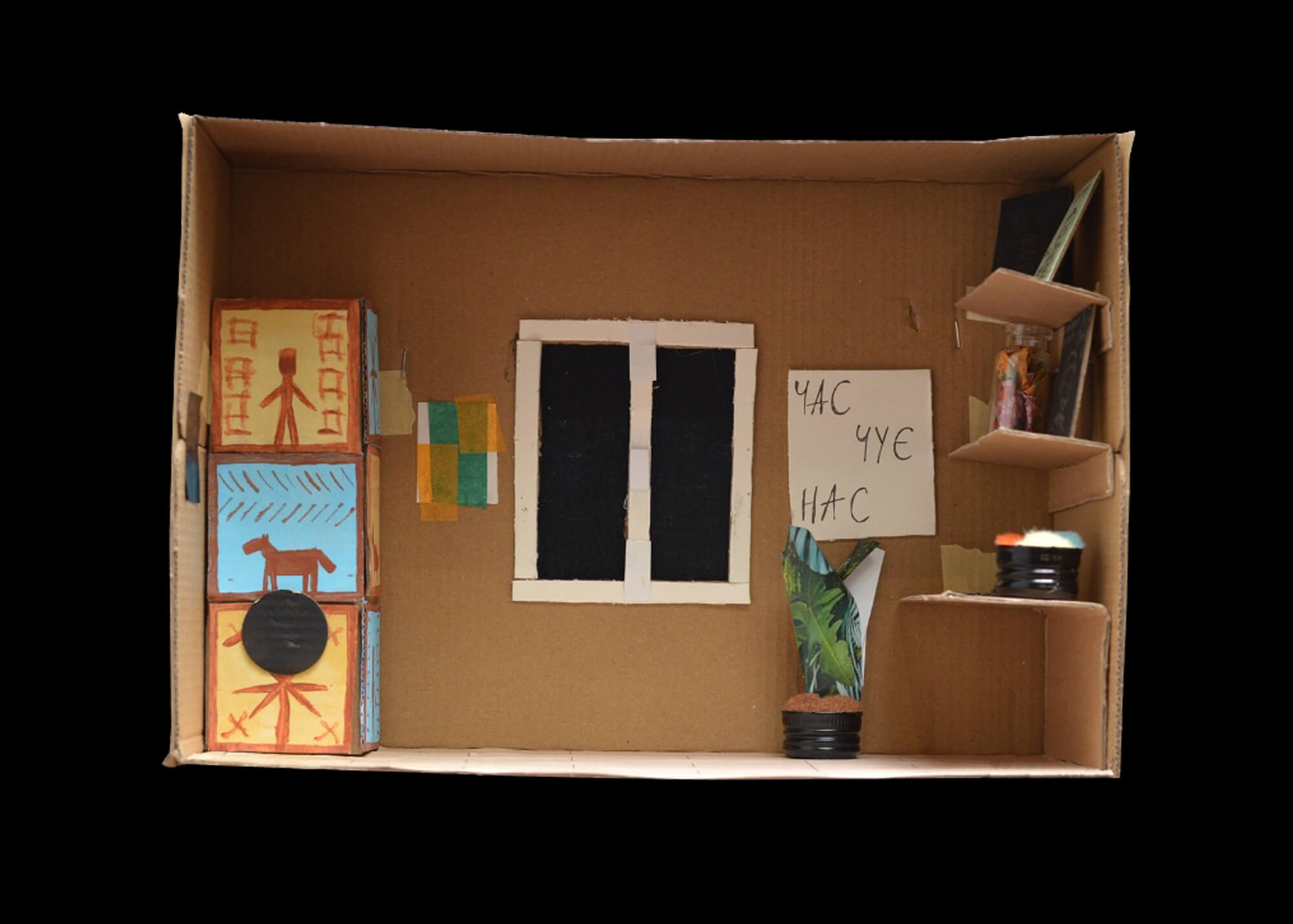 diorama doll house with poster that reads Час чує нас 