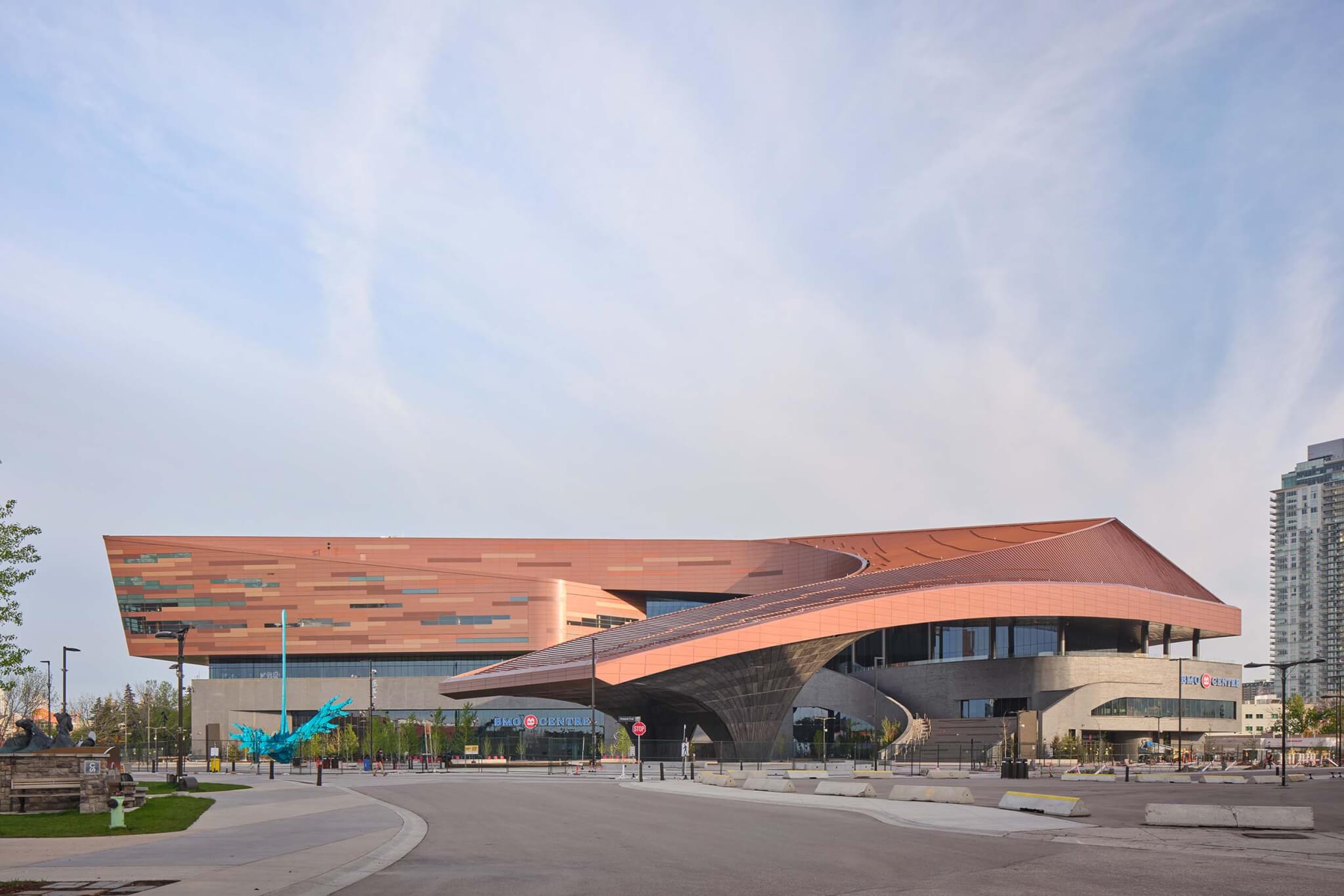 Populous faces Calgary’s BMO Centre with rusticated metal