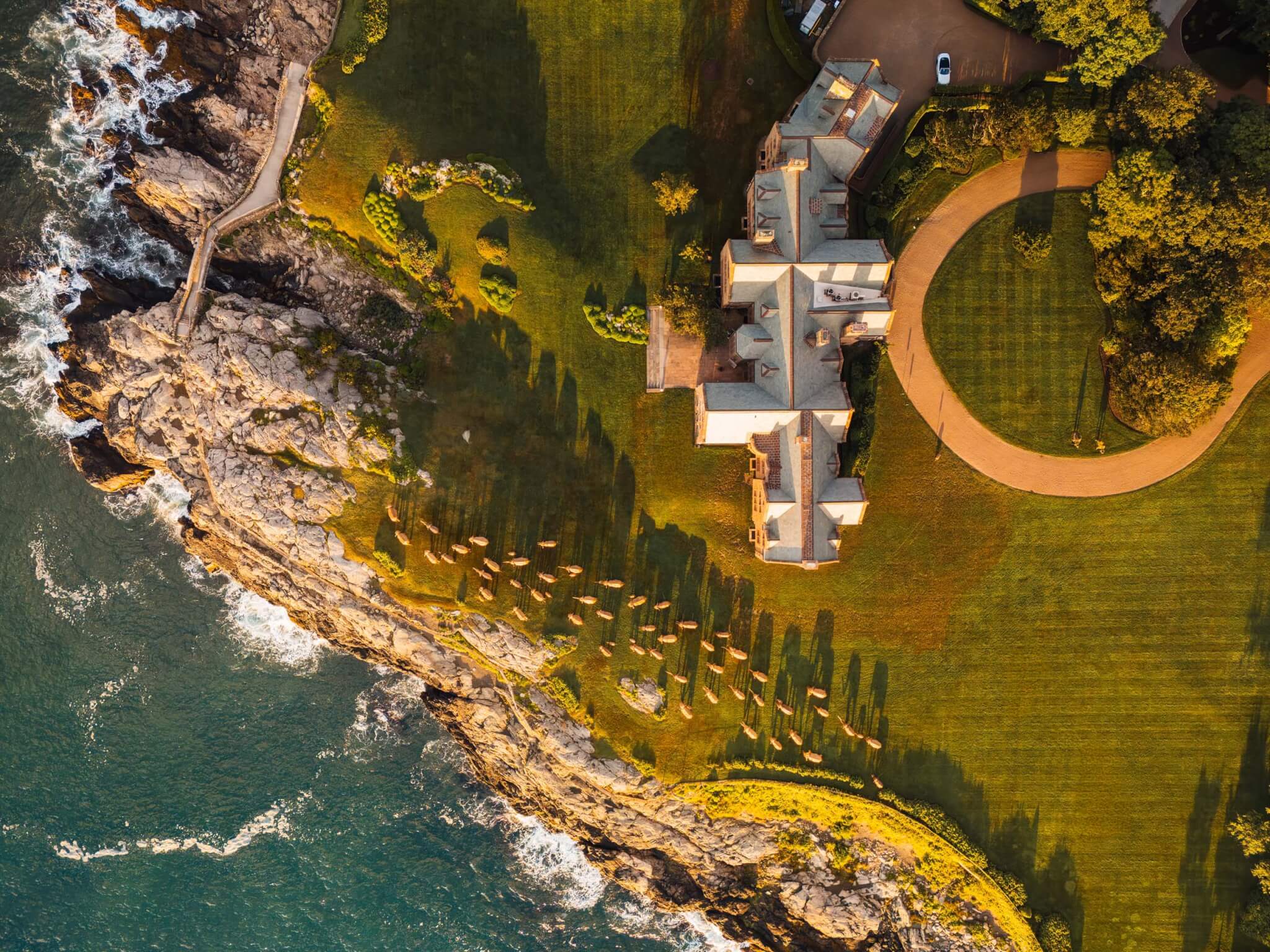 aerial view of elephant sculptures