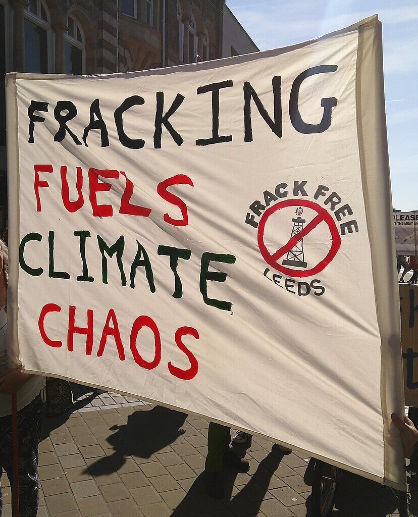 fracking protest sign