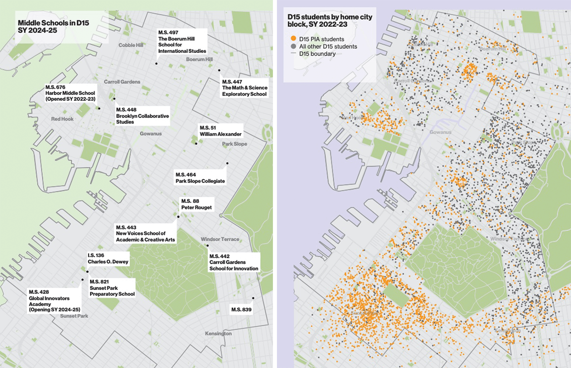 map of schools in Brooklyn