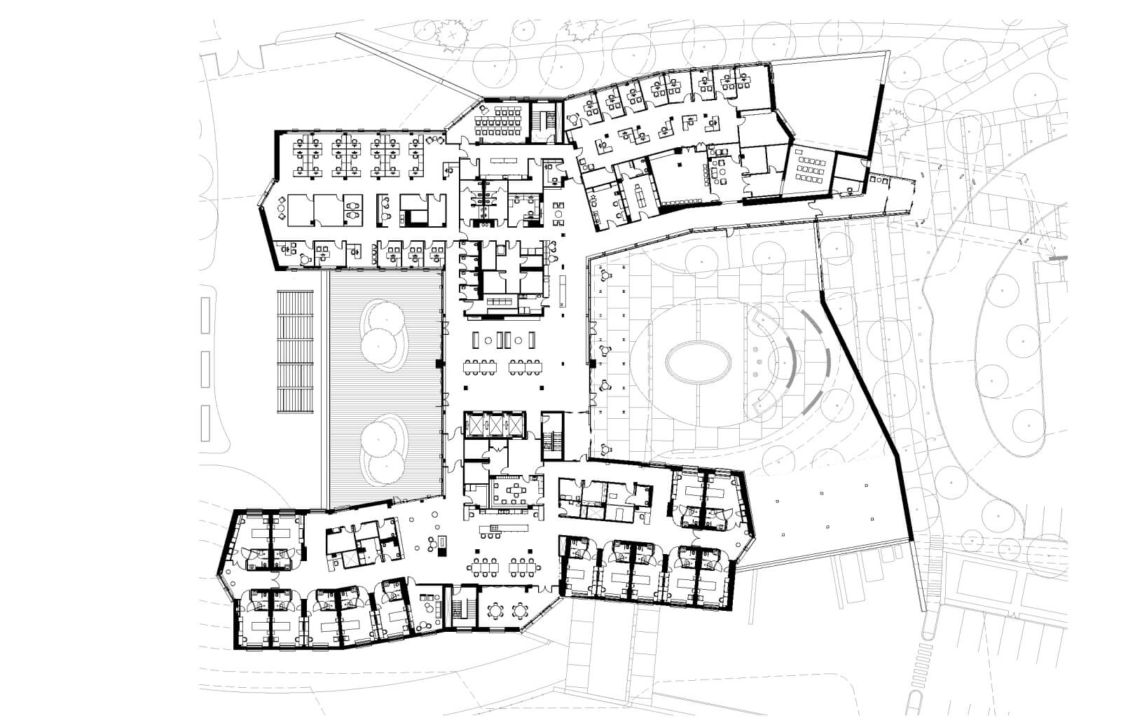 ground floor plan of veterans hospital by Payette