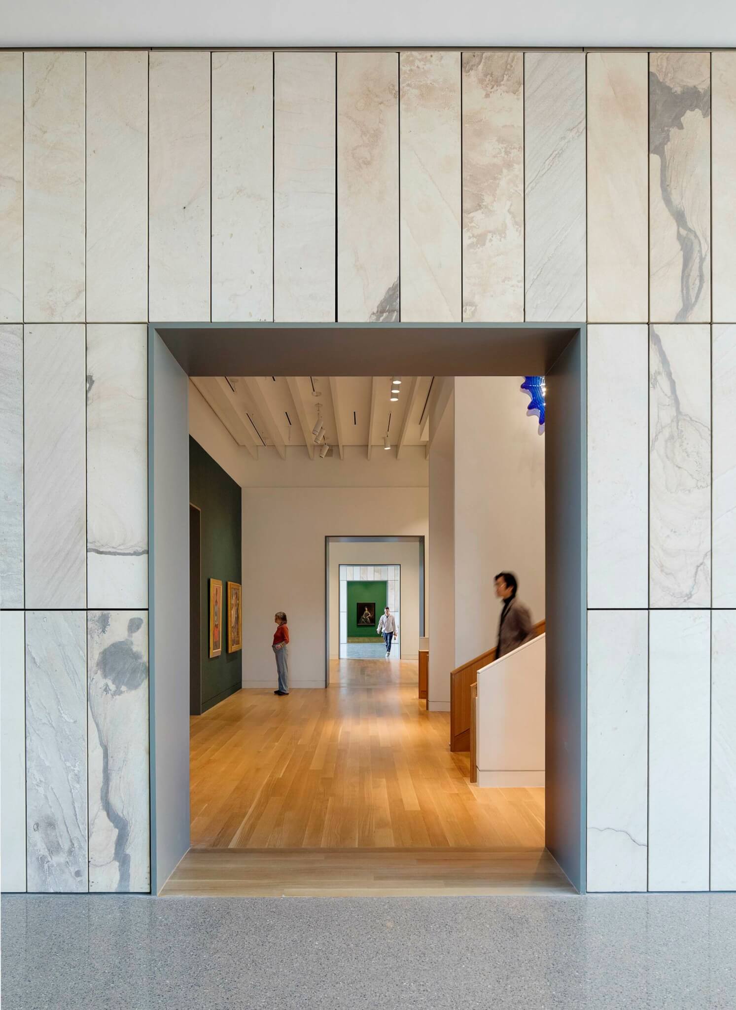 looking into the gallery space inside the Palmer Museum