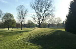 view of grassy mound part of the Octagon Earthworks