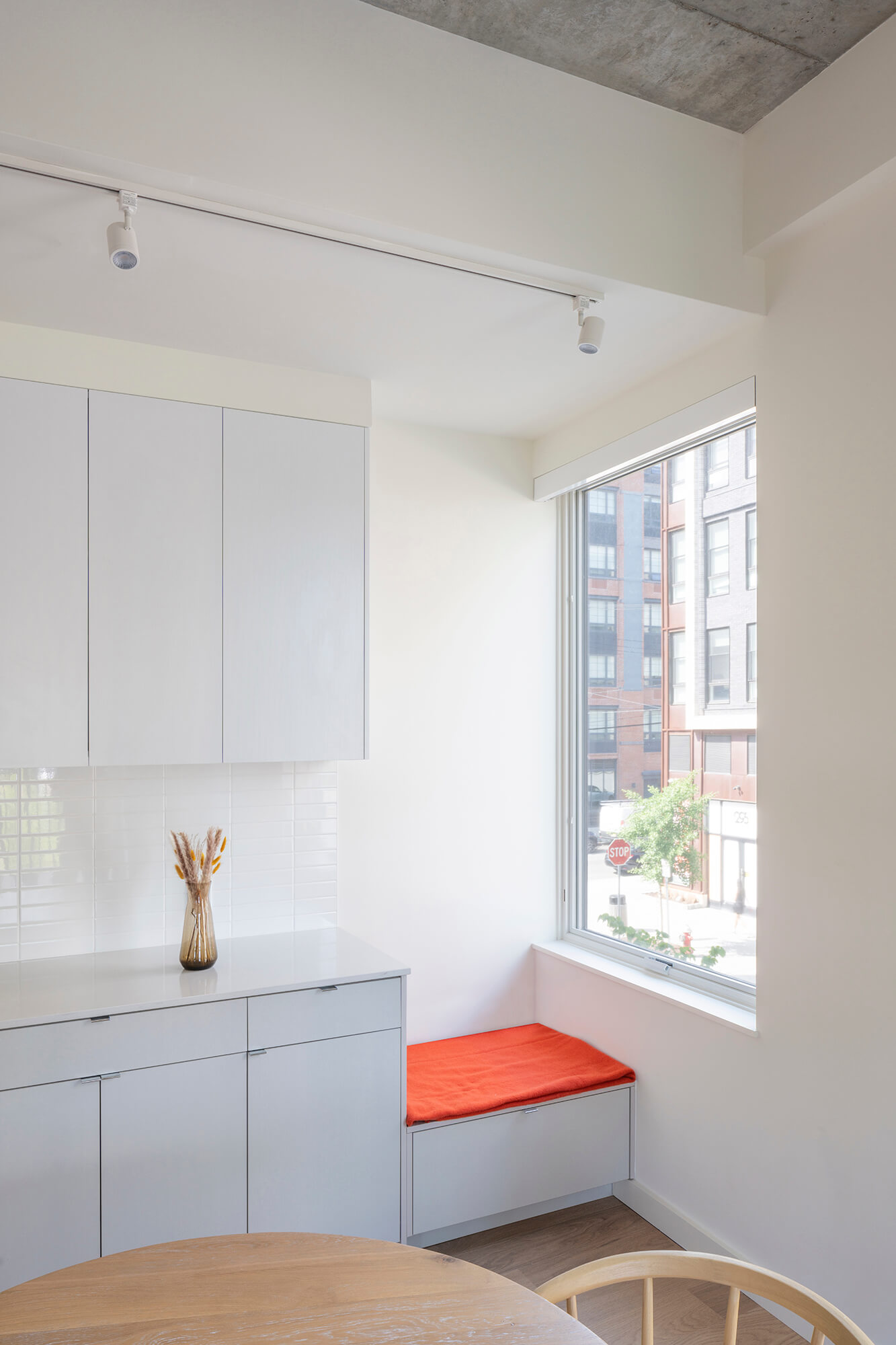 white kitchen cabinets and counters