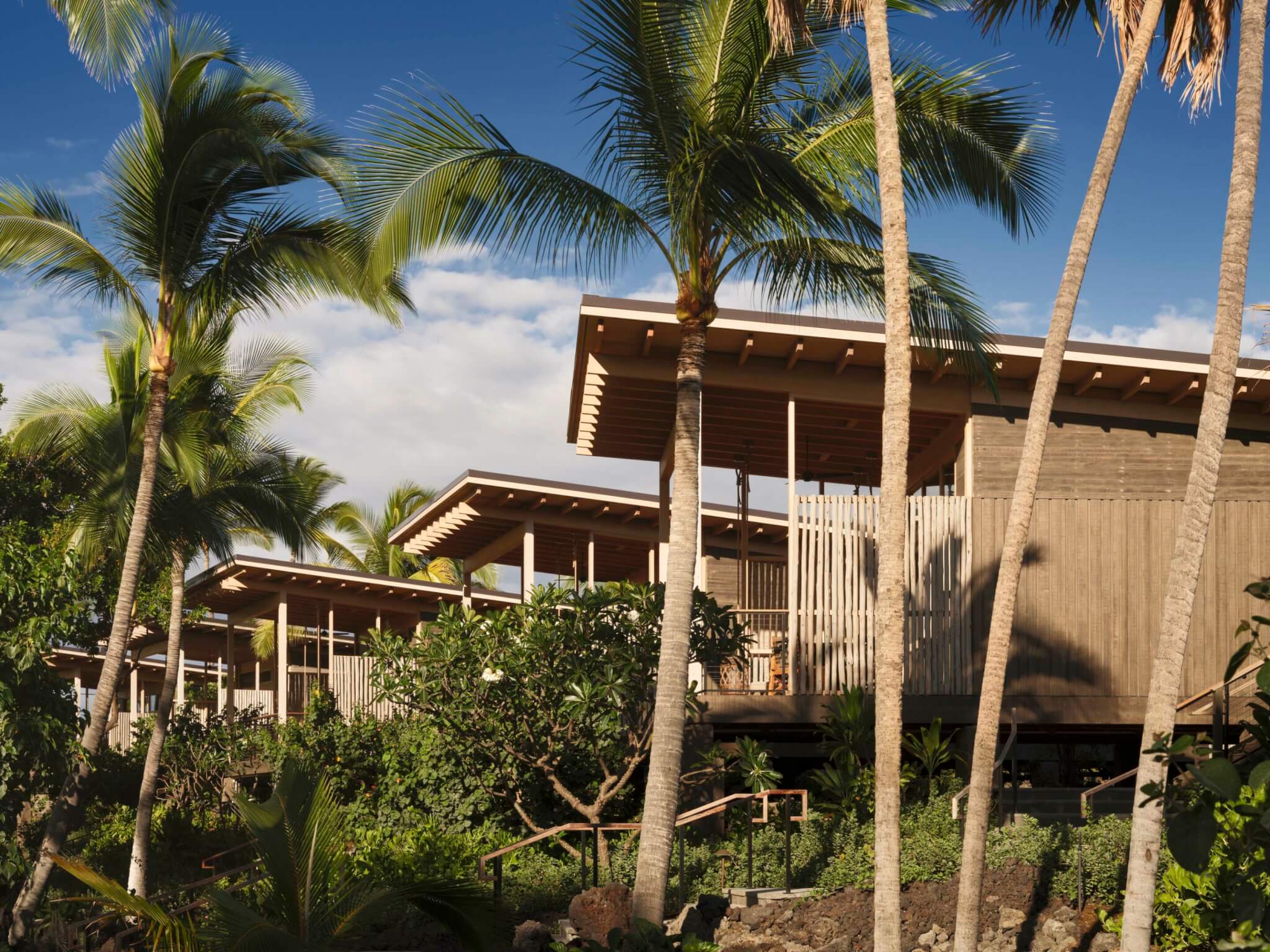 close-up of structures designed for Kona Village