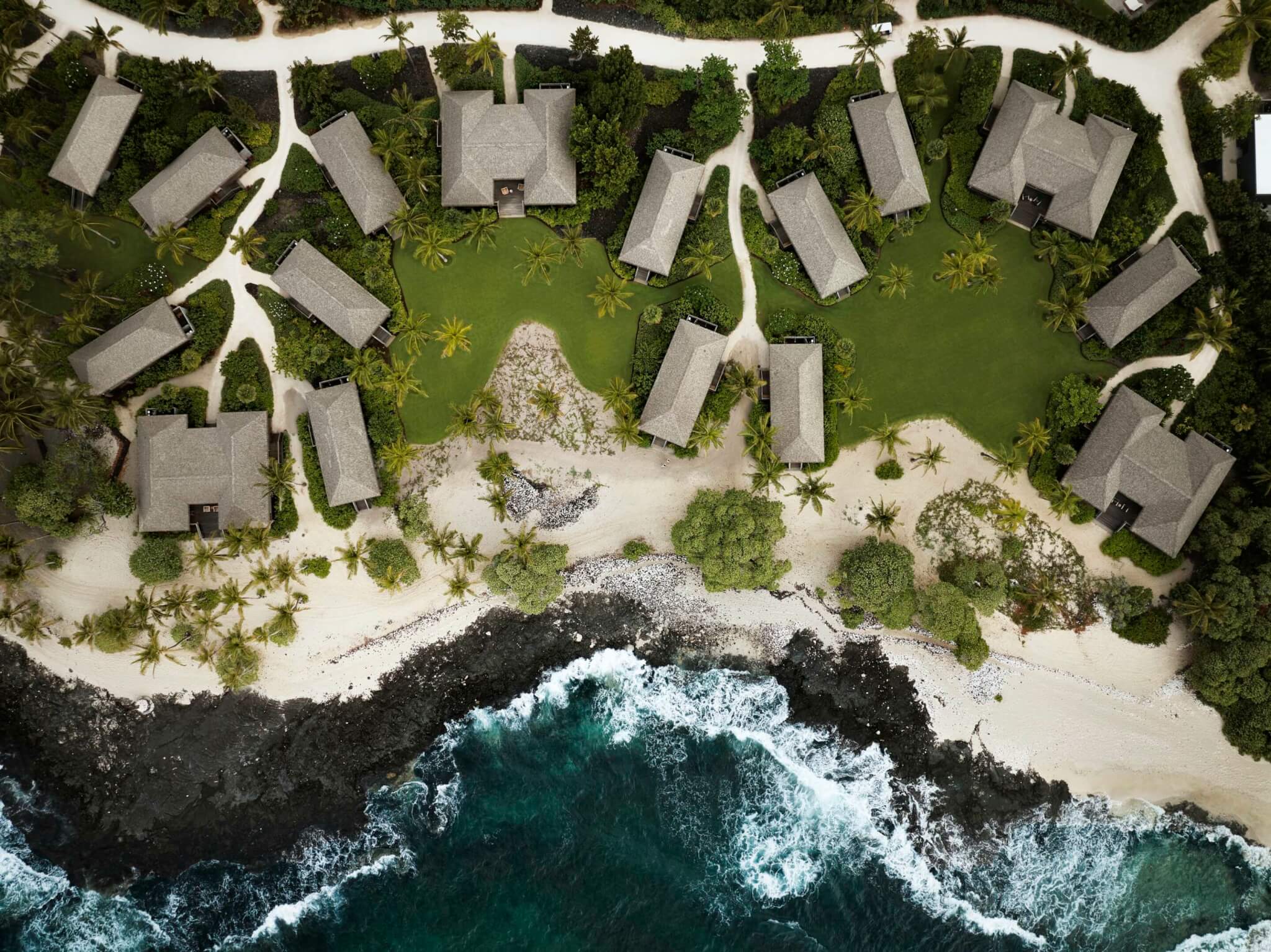 aerial view of Kona Village designed by Walker Warner