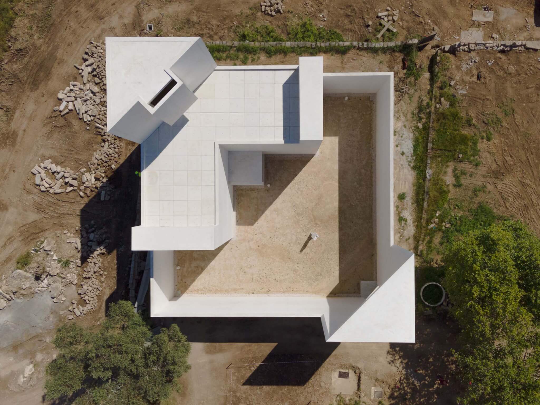 aerial view of pavilion at Monastery of Leça do Balio by Álvaro Siza