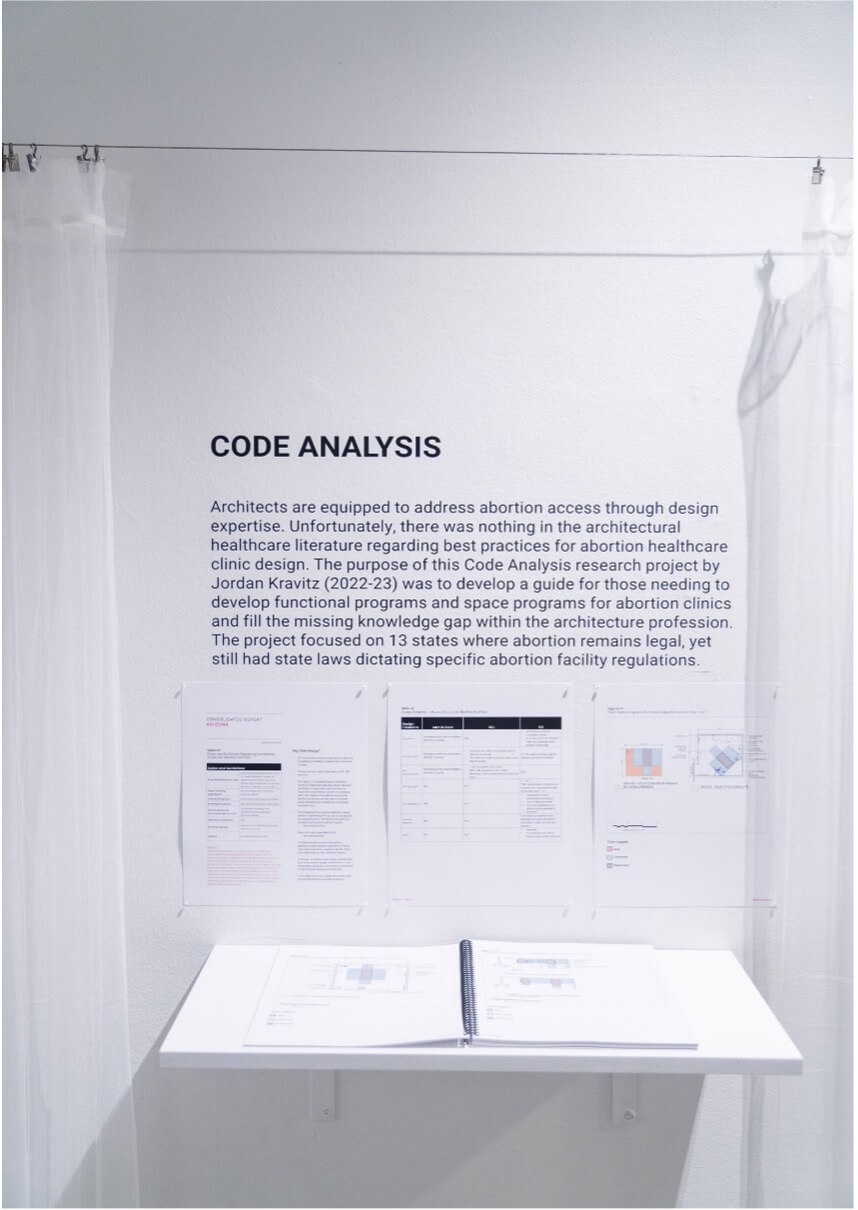 installation view of research about abortions