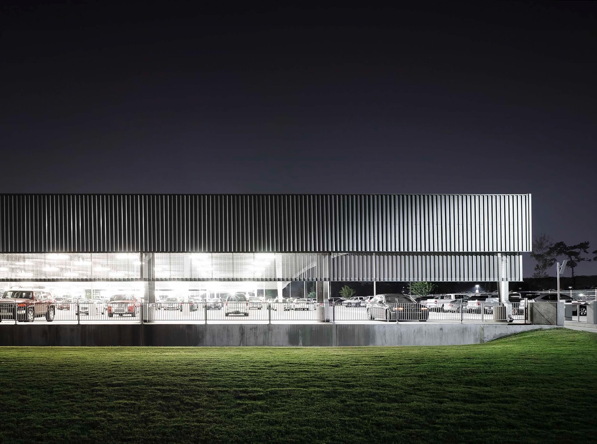 parking shed at night