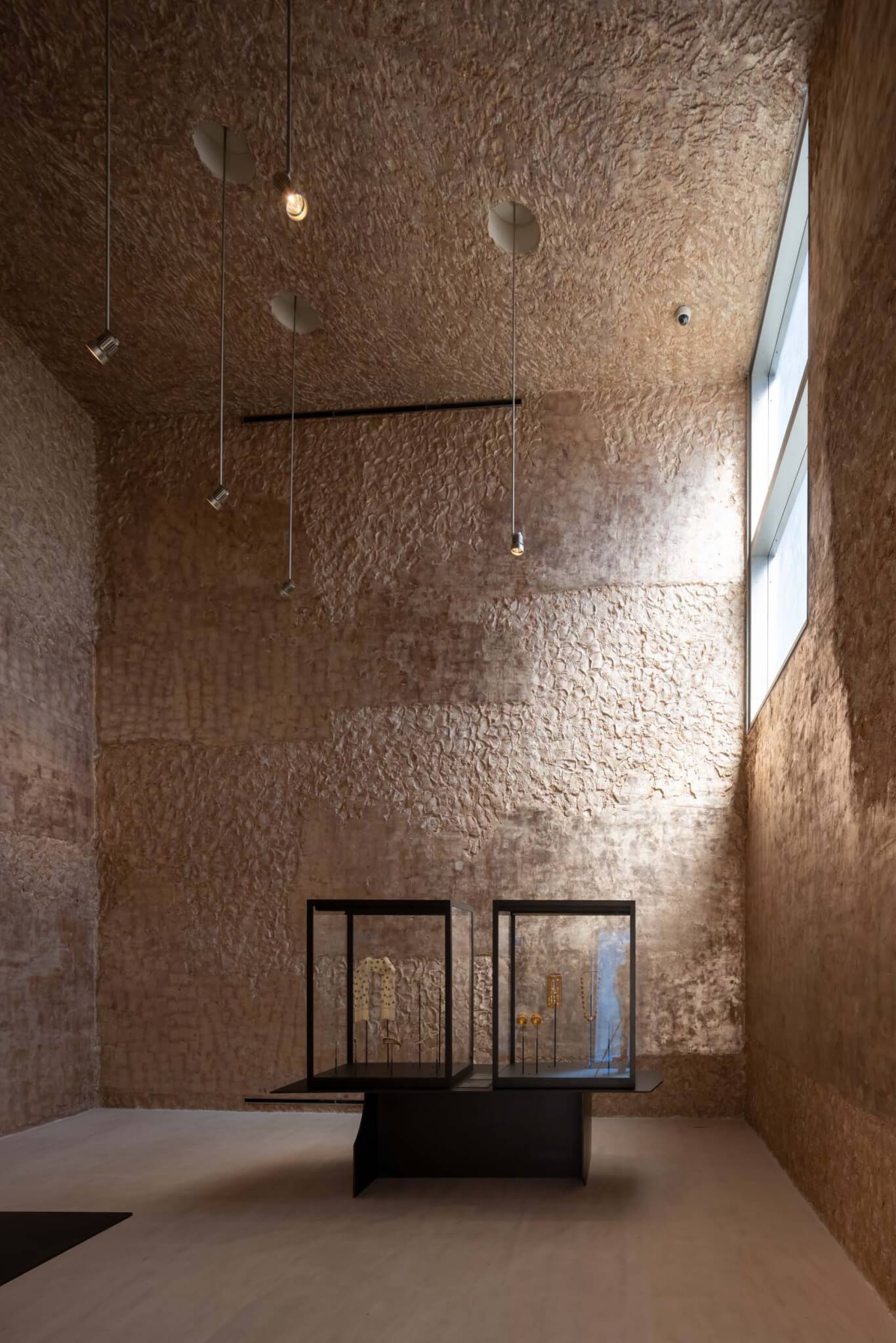 A gallery inside Studio Anne Holtrop’s Siyadi Pearl Museum is clad in gold leaf