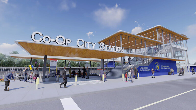 Rendering of new commuter station at Co-op City