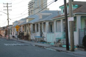 houses lining a street in the historic district of the Rockaways