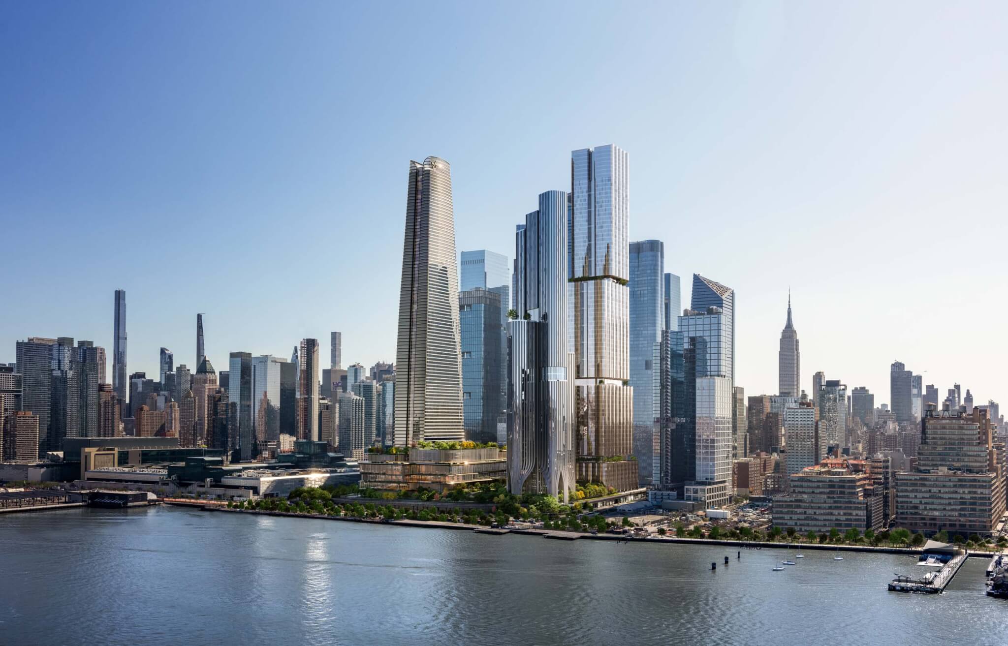 view of Hudson Yards West from riverfront