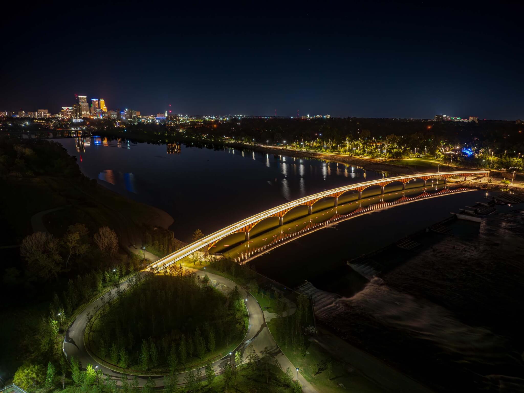 Williams Crossing with lights at night