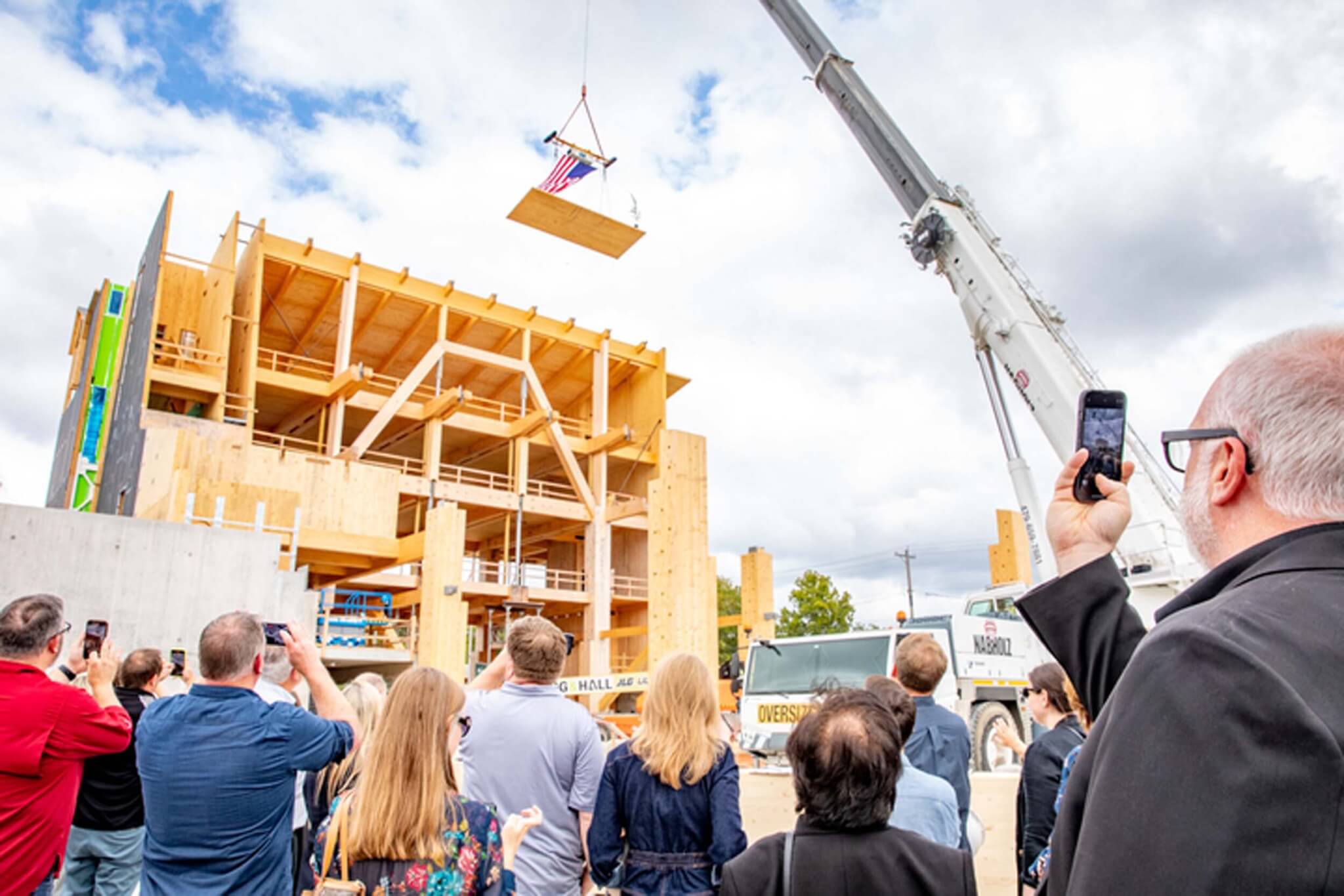 Gathering at the topping out ceremony