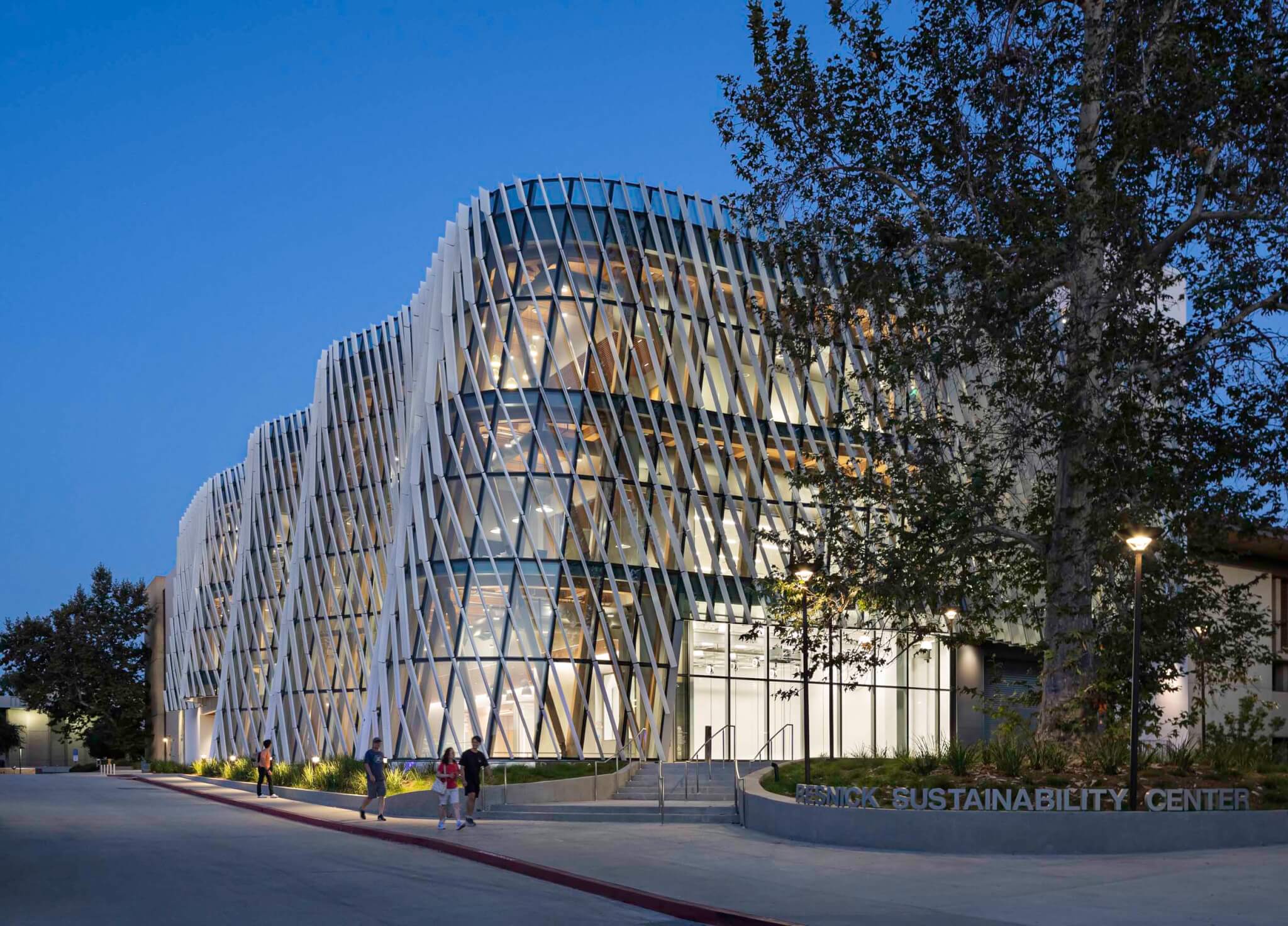 climate center lit up at night