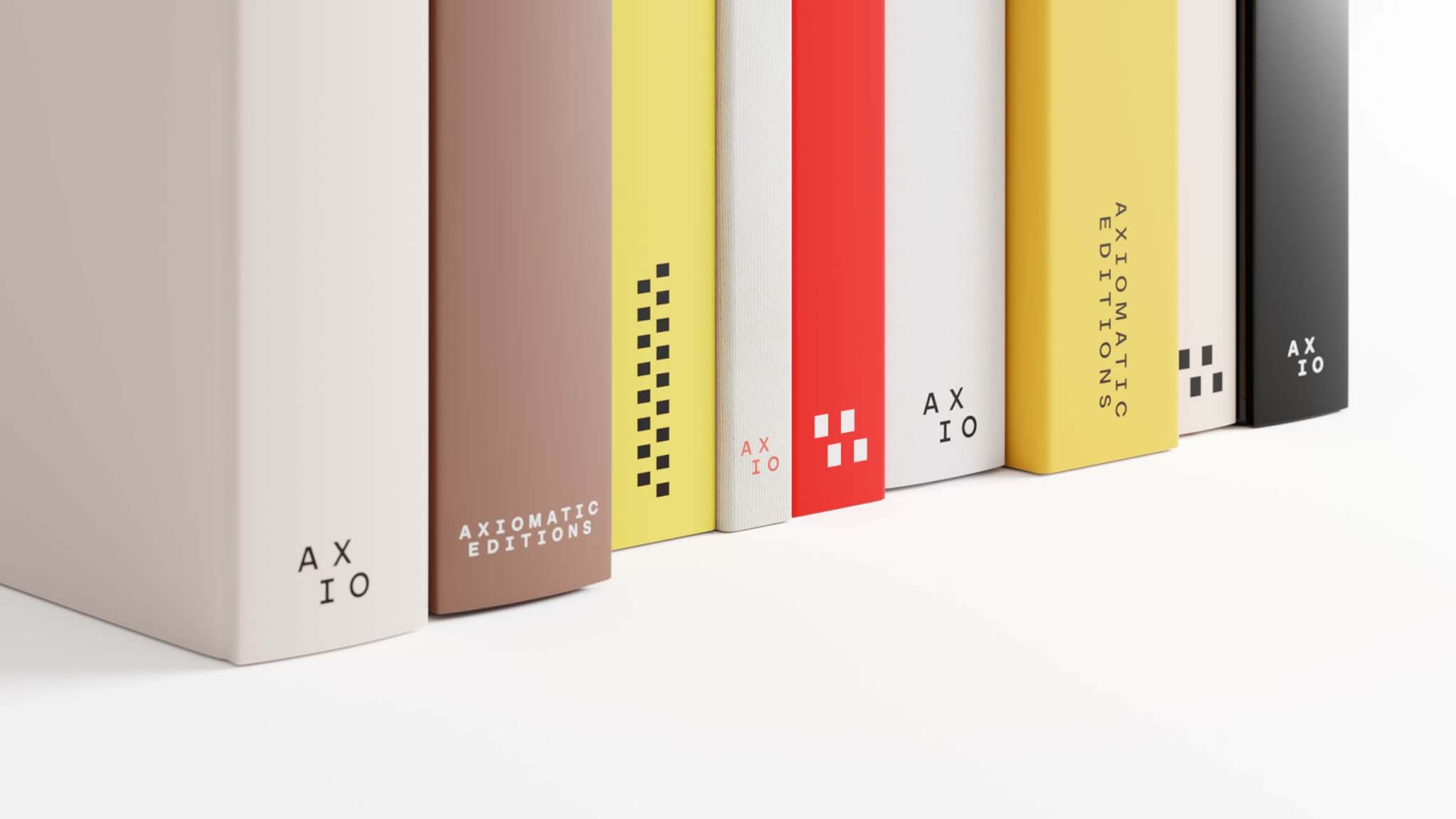 spines of books published by Axiomatic Editions