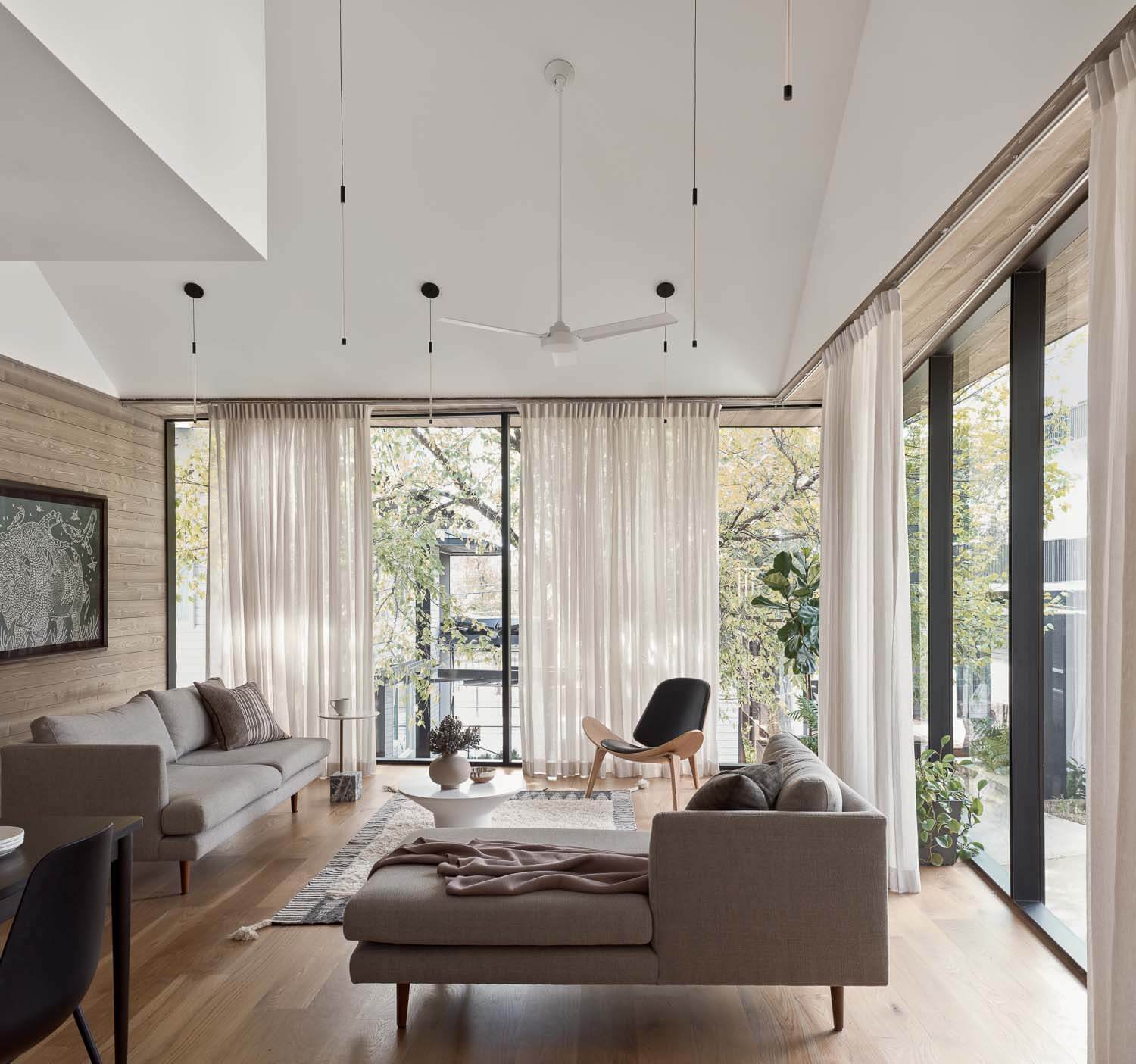 living room in Walnut House with views outside