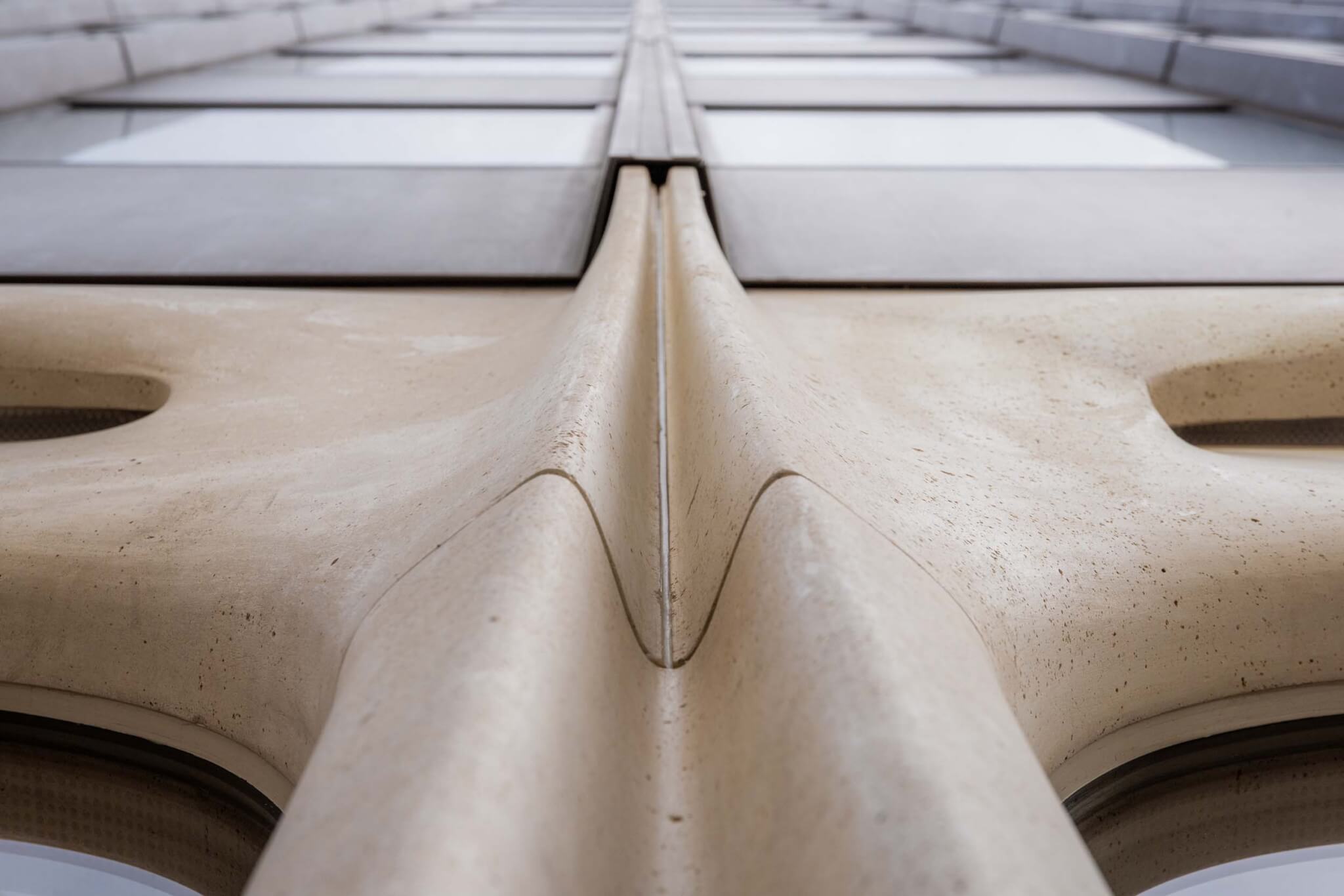 vertical mullions on the new facade