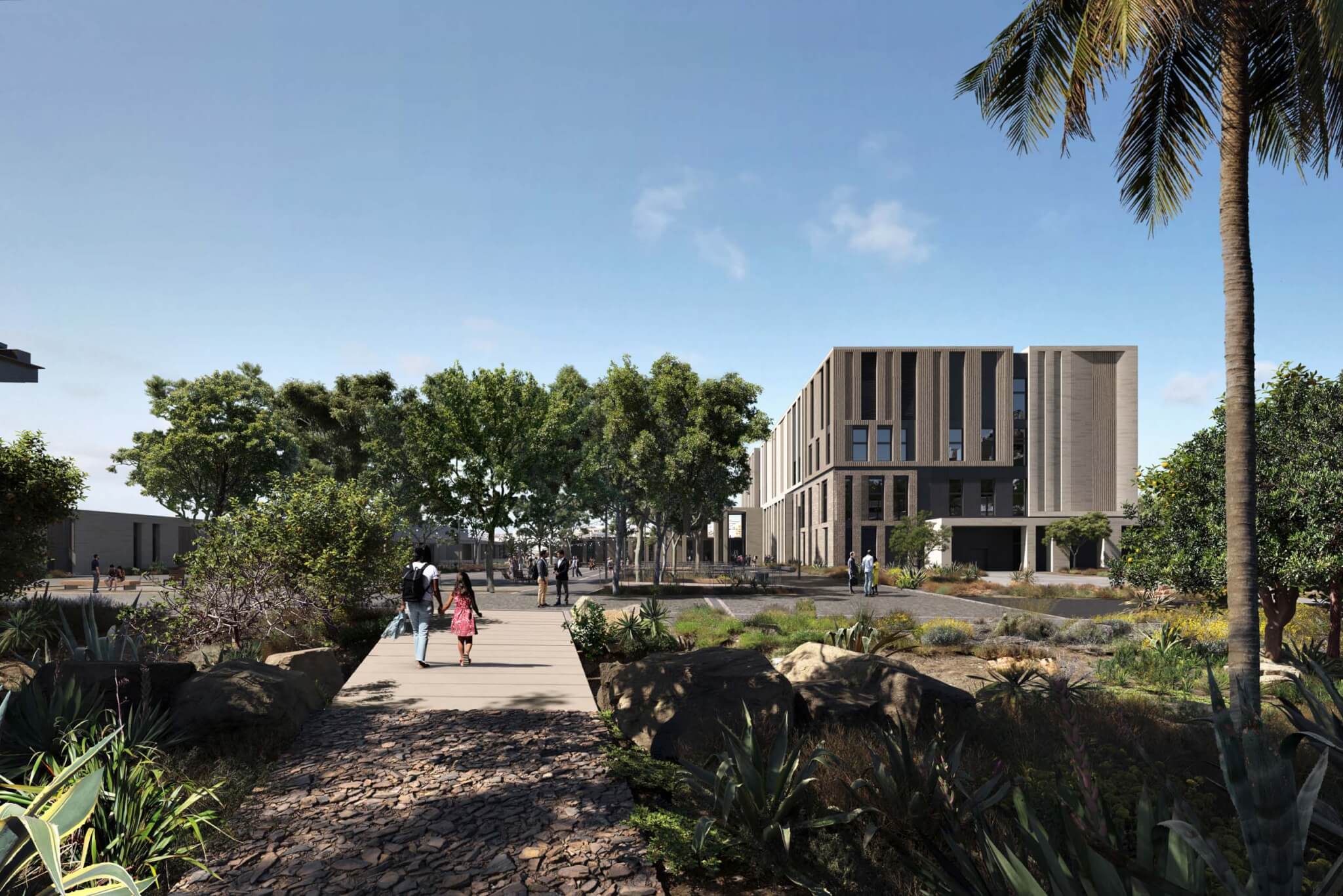 landscaping on the embassy grounds makes use of volcanic landscape