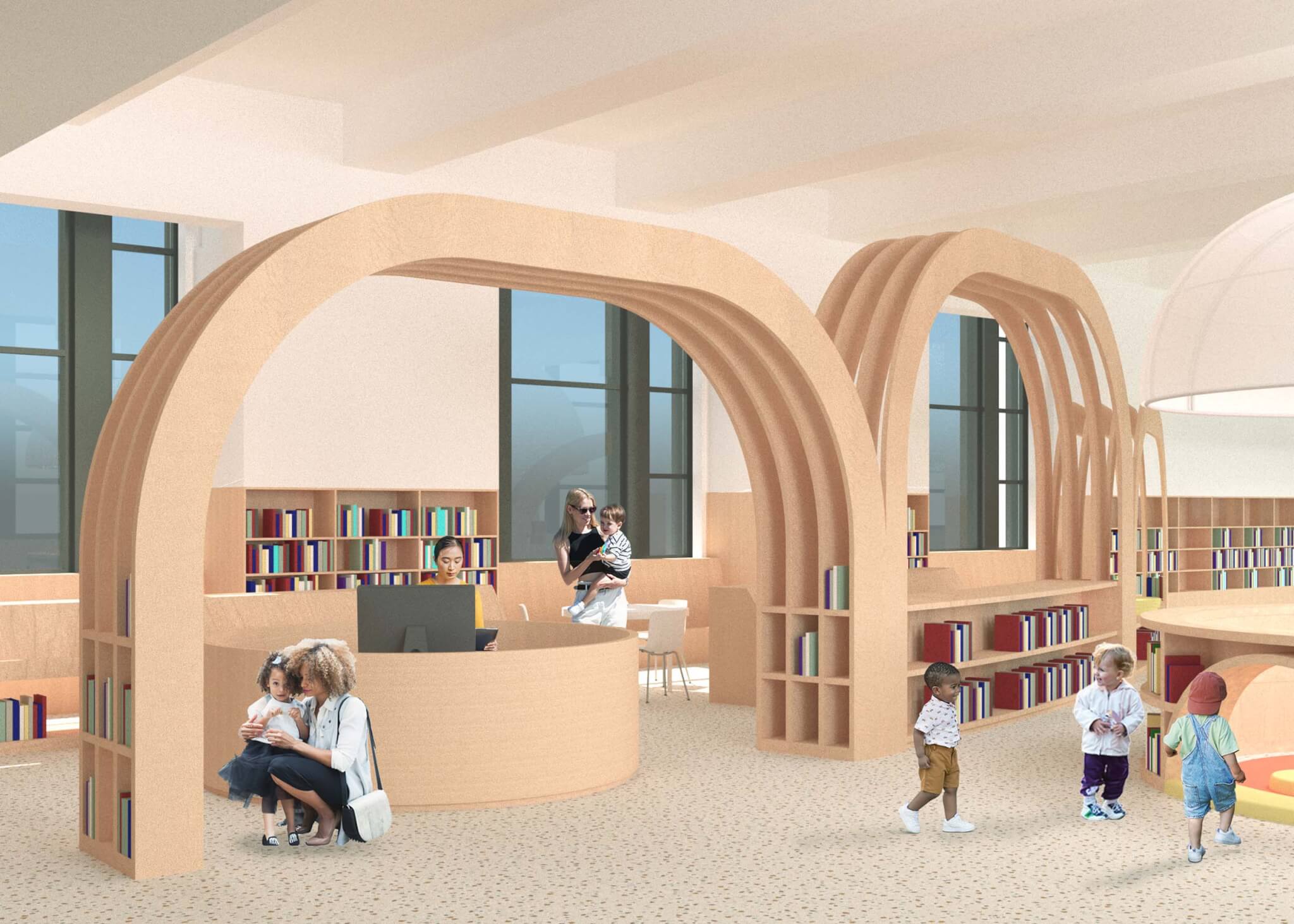 rendering of new children's center at brooklyn public library central library