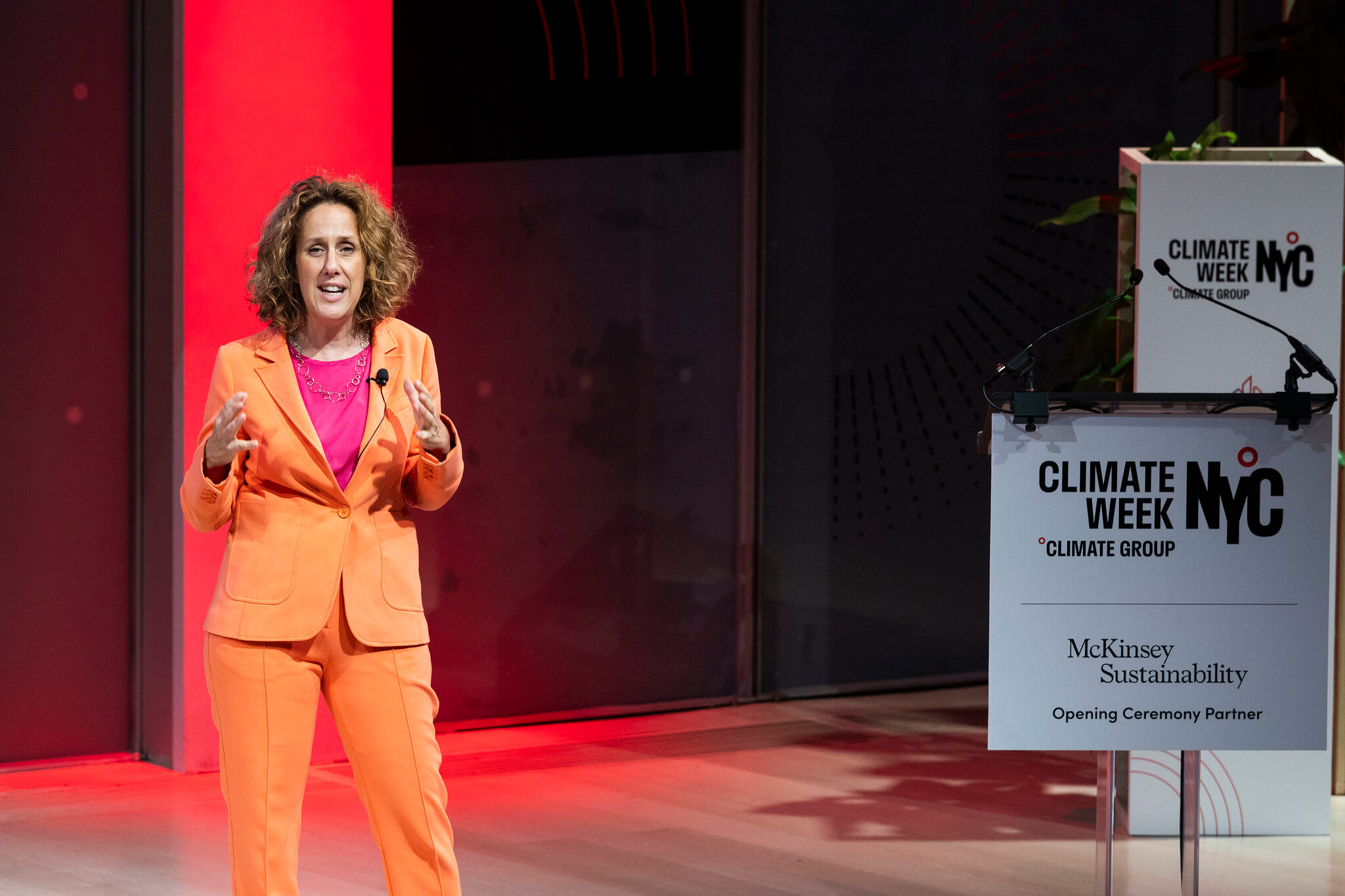 Helen Clarkson, CEO of Climate Group, speaking at Climate Week NYC 2023