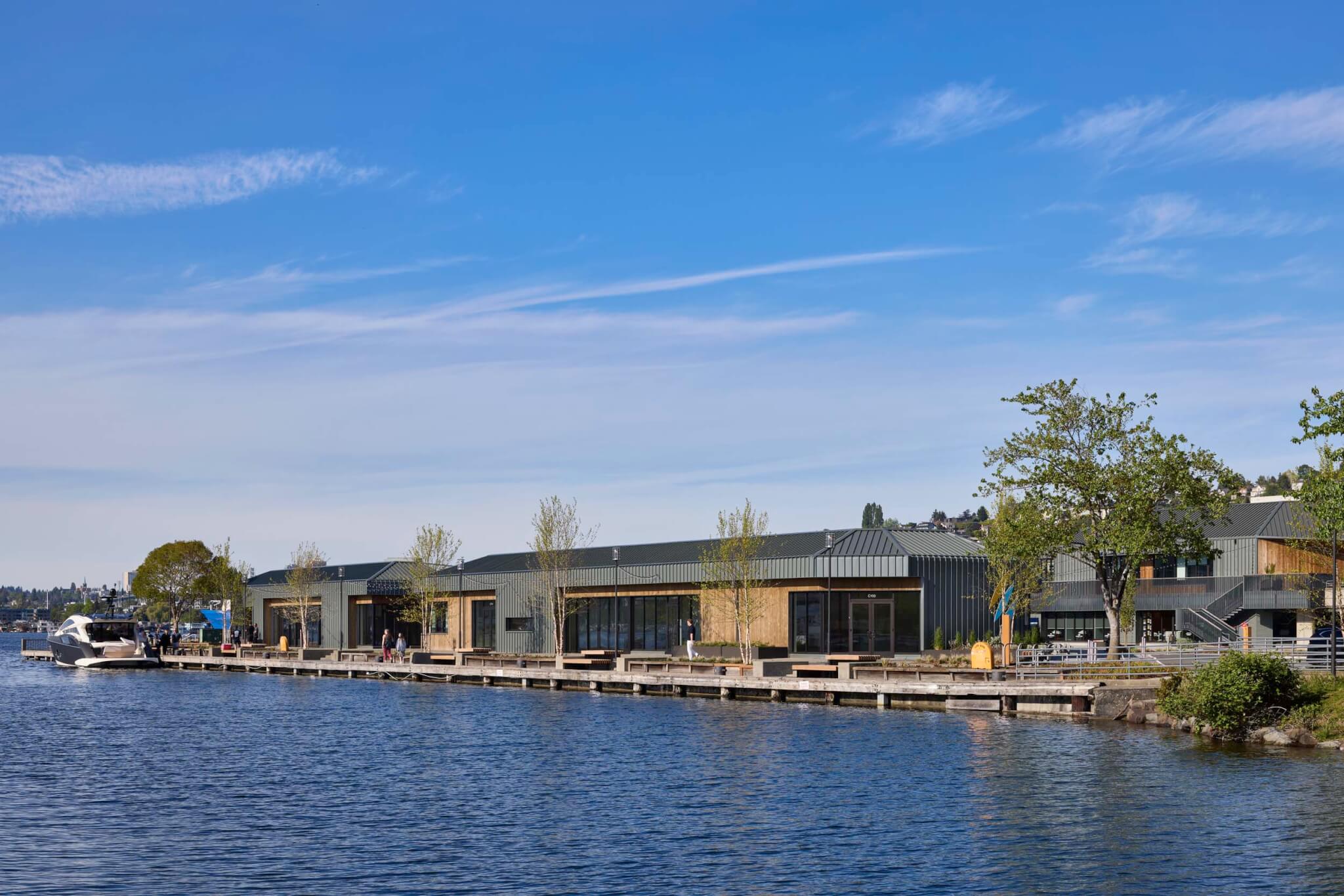 Lake Union Piers by Miller Hull sen from the water 