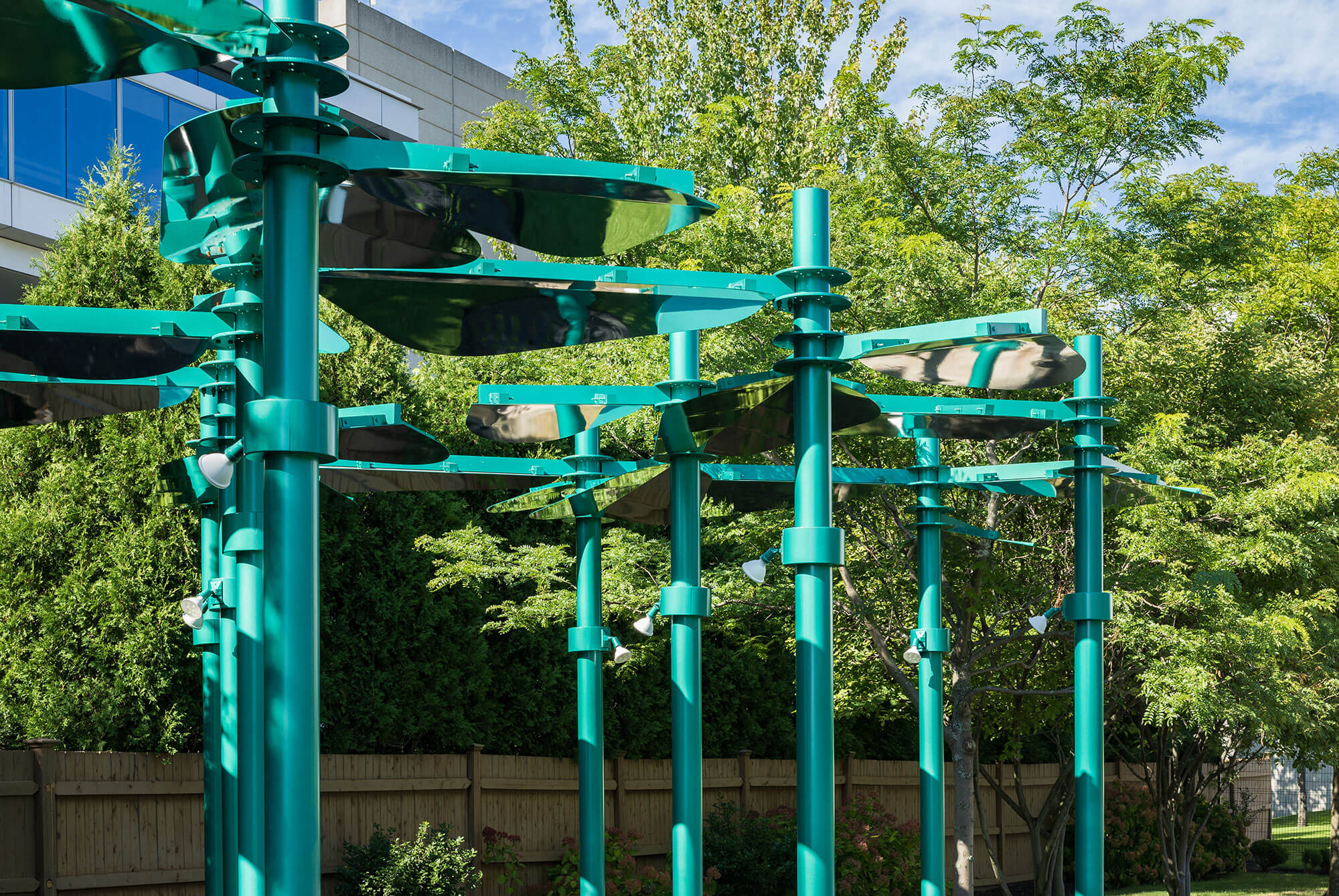 The tops of the installation provide shade 