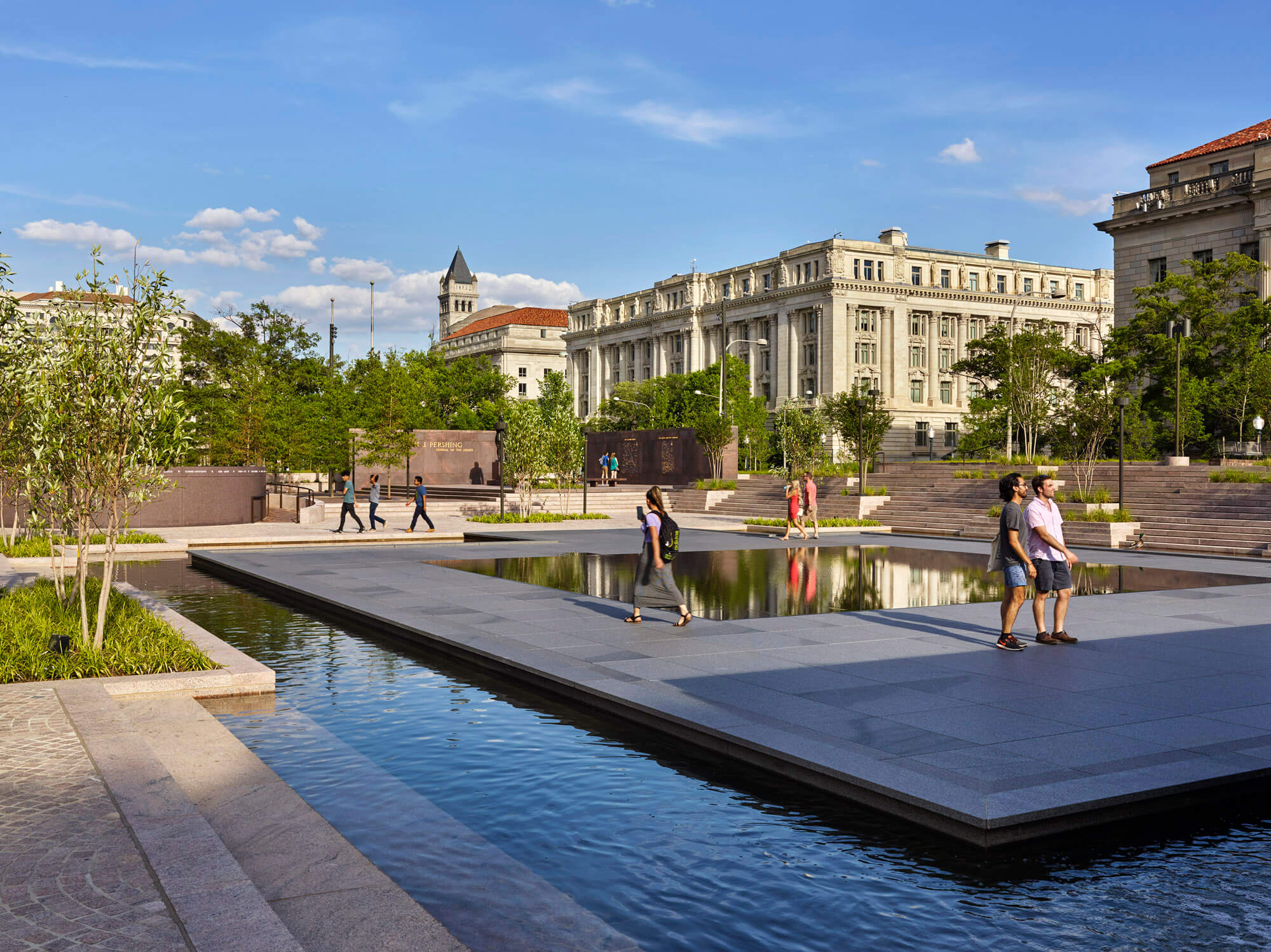 a water feature at the memorial