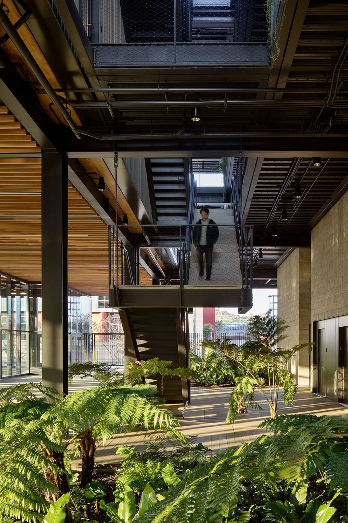 the circulation in the building is via outdoor staircases and courtyards