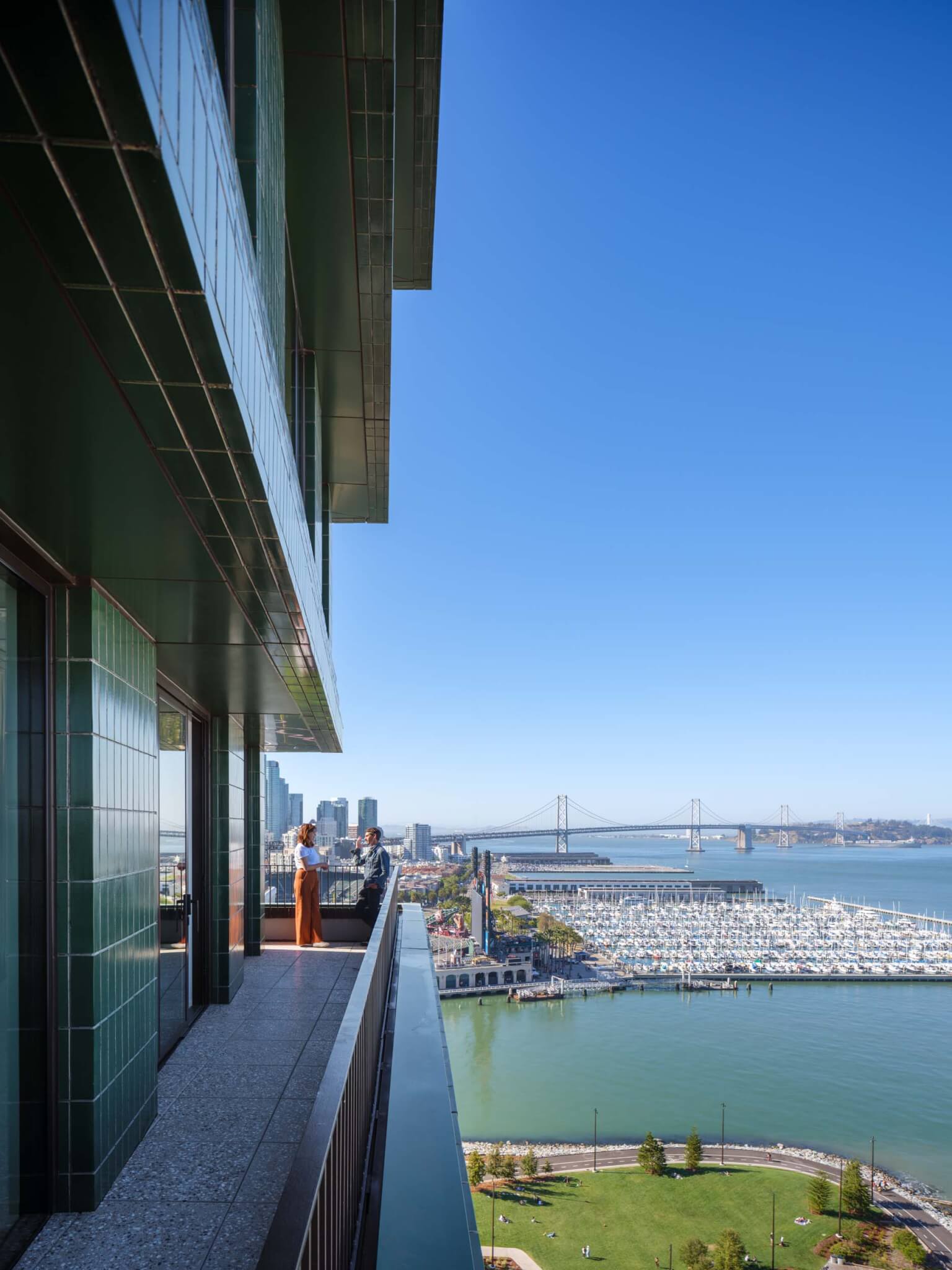 outdoor balcony on Verde by Studio Gang in the Mission Rock development