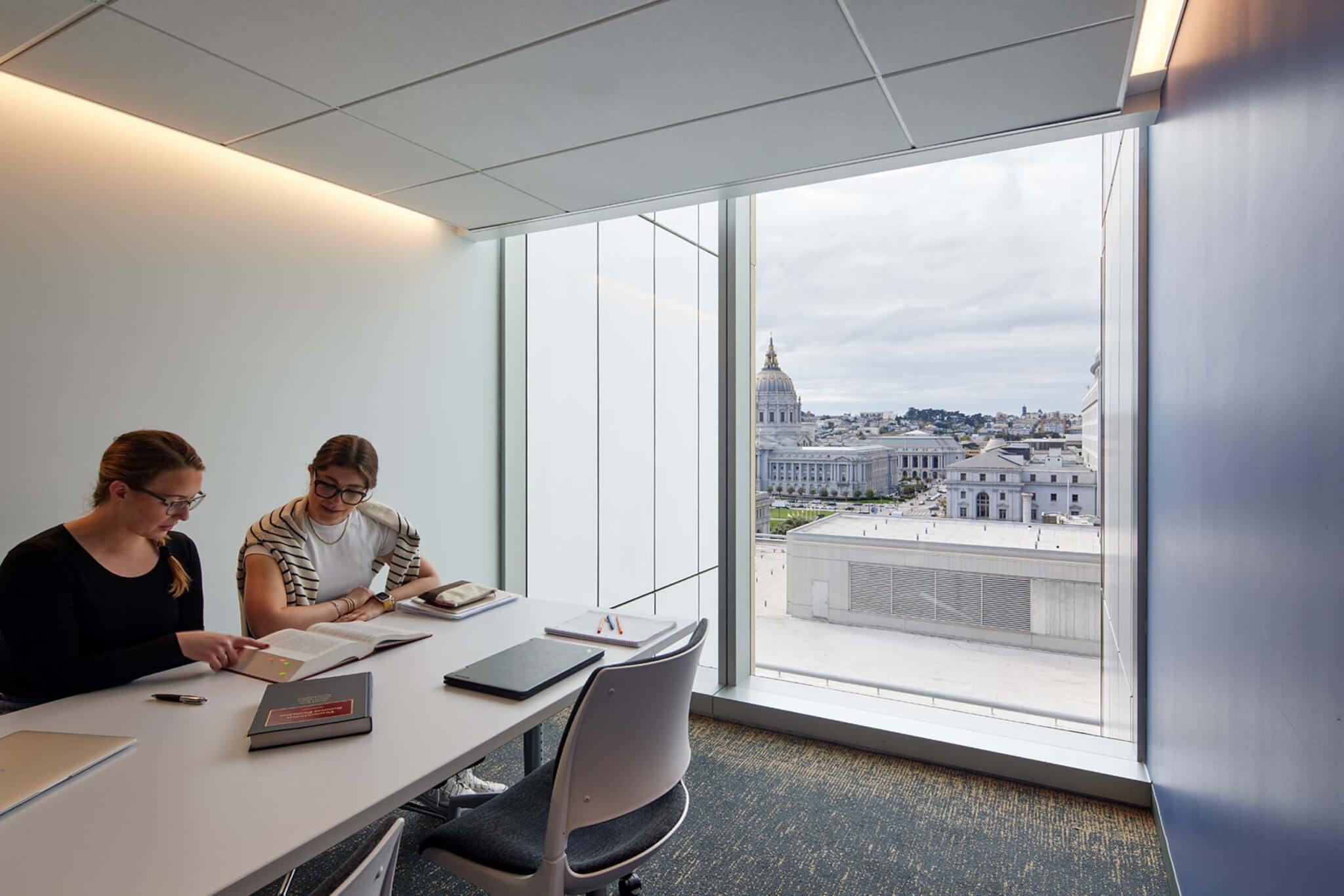 from study spaces students can look out see municipal buildings of San Francisco 