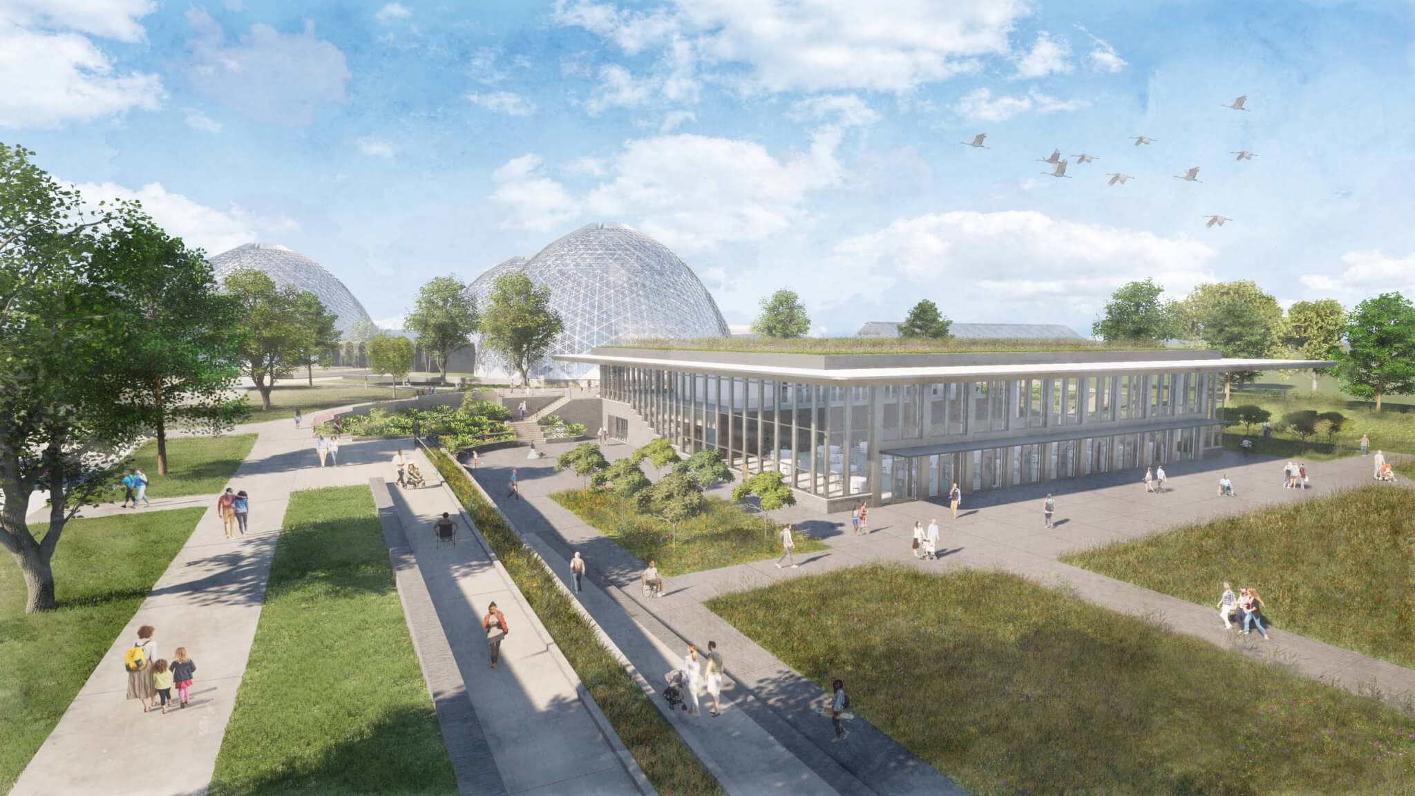 rendering of renovated Mitchell Park Domes site