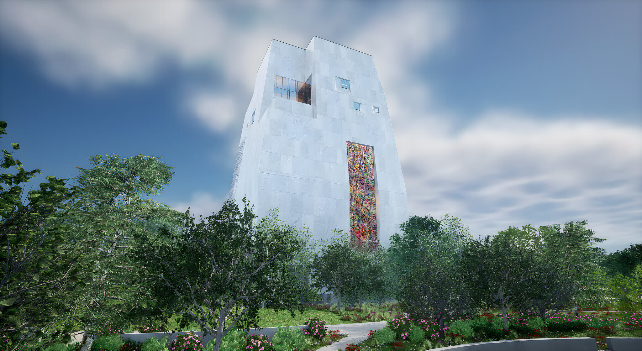 rendering of art piece on completed Obama Presidential Center