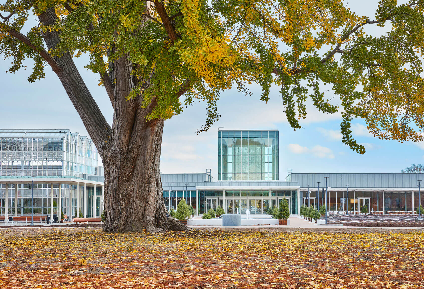 a new visitor center was built for the Missouri Botanical Garden