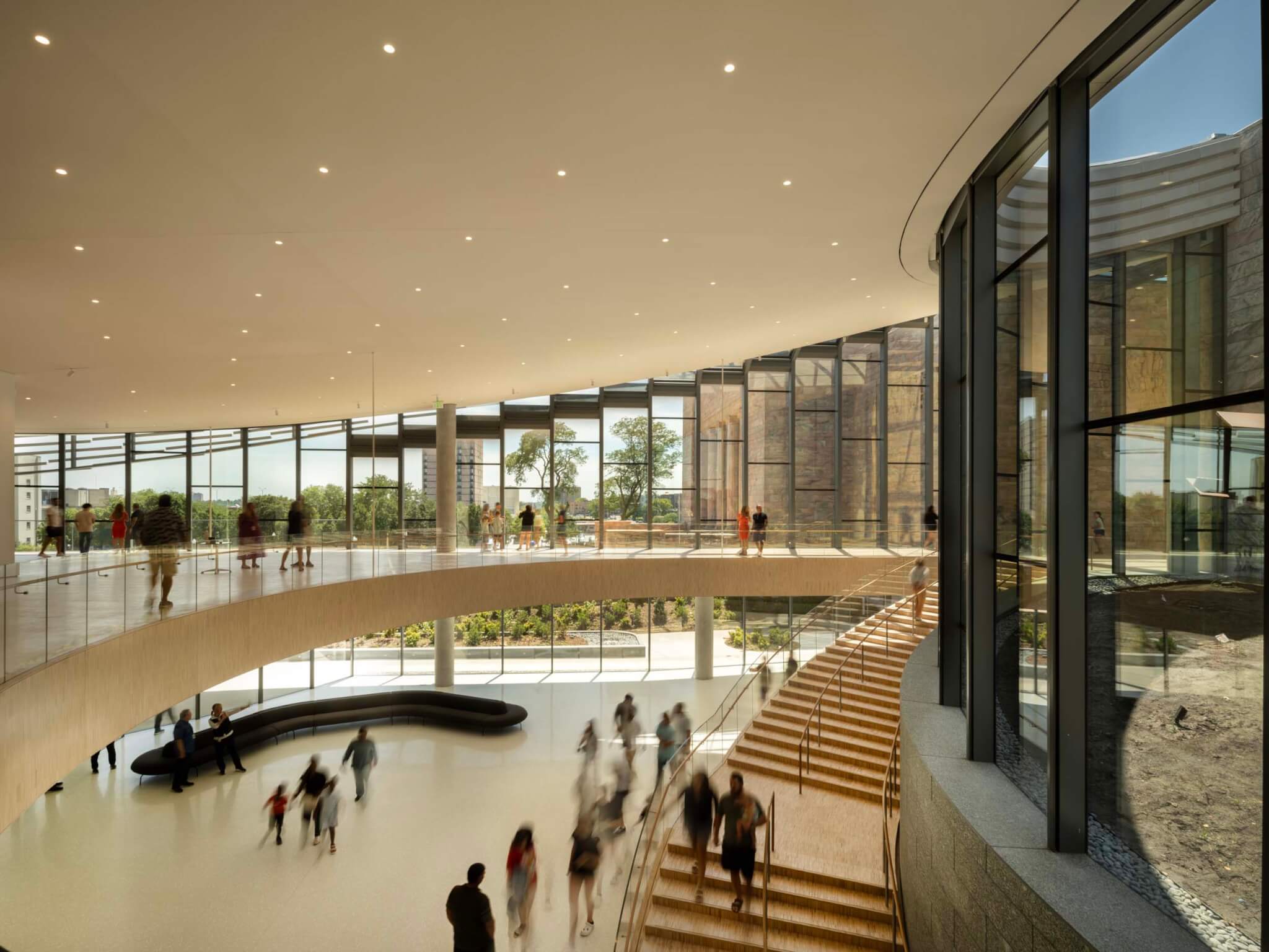 interior of lobby in extension to Joslyn Art Museum by Snøhetta