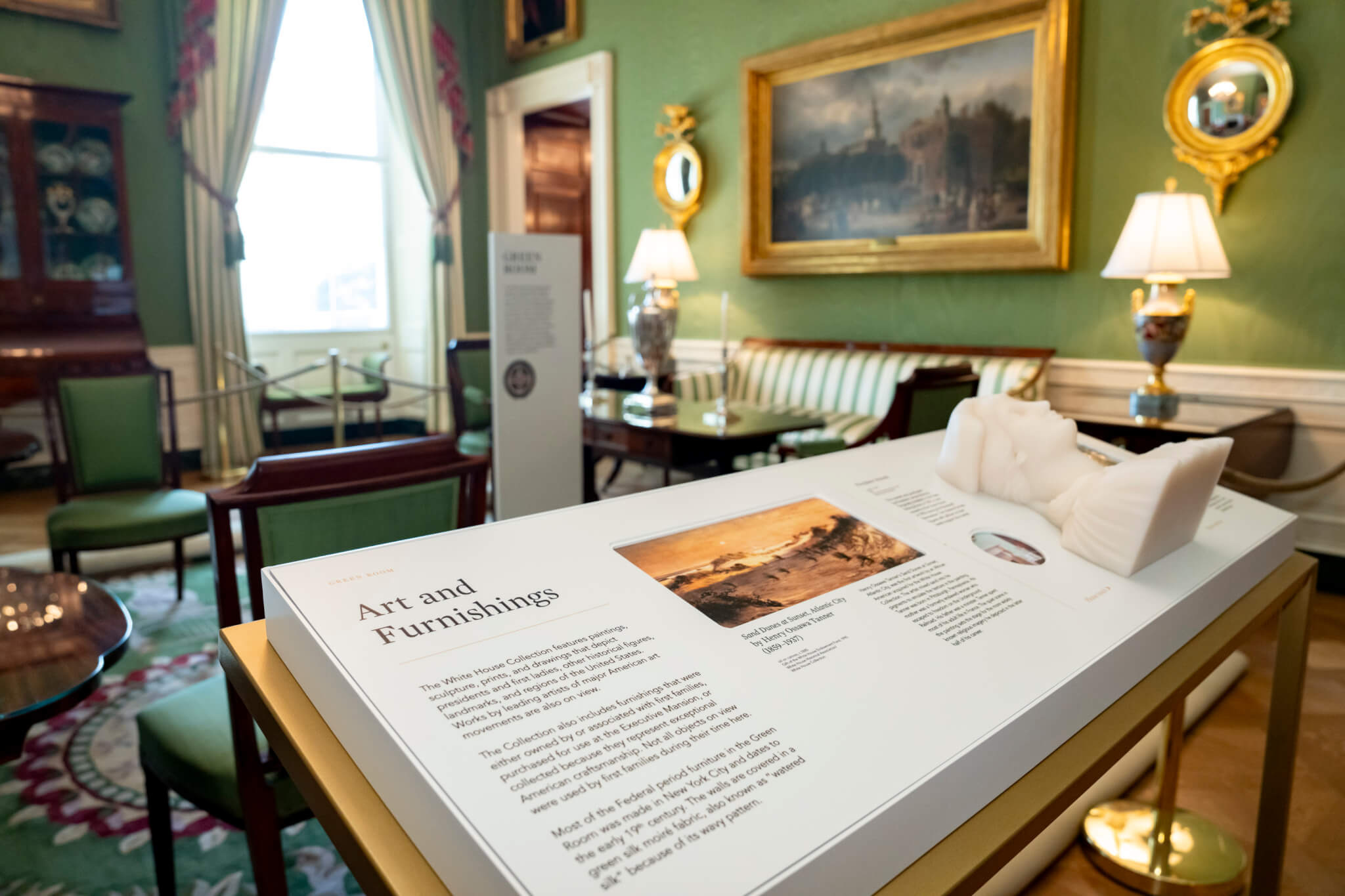 the green room in the White House featuring a new reader rail