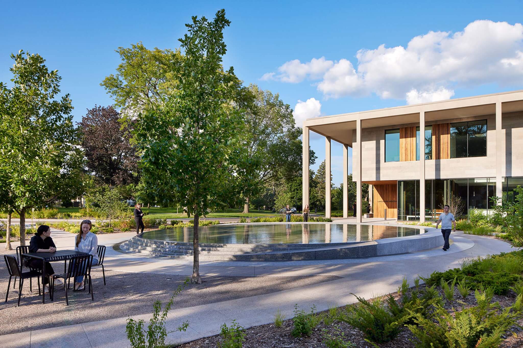 the welcome center on in the green space Lakewood Cemetery