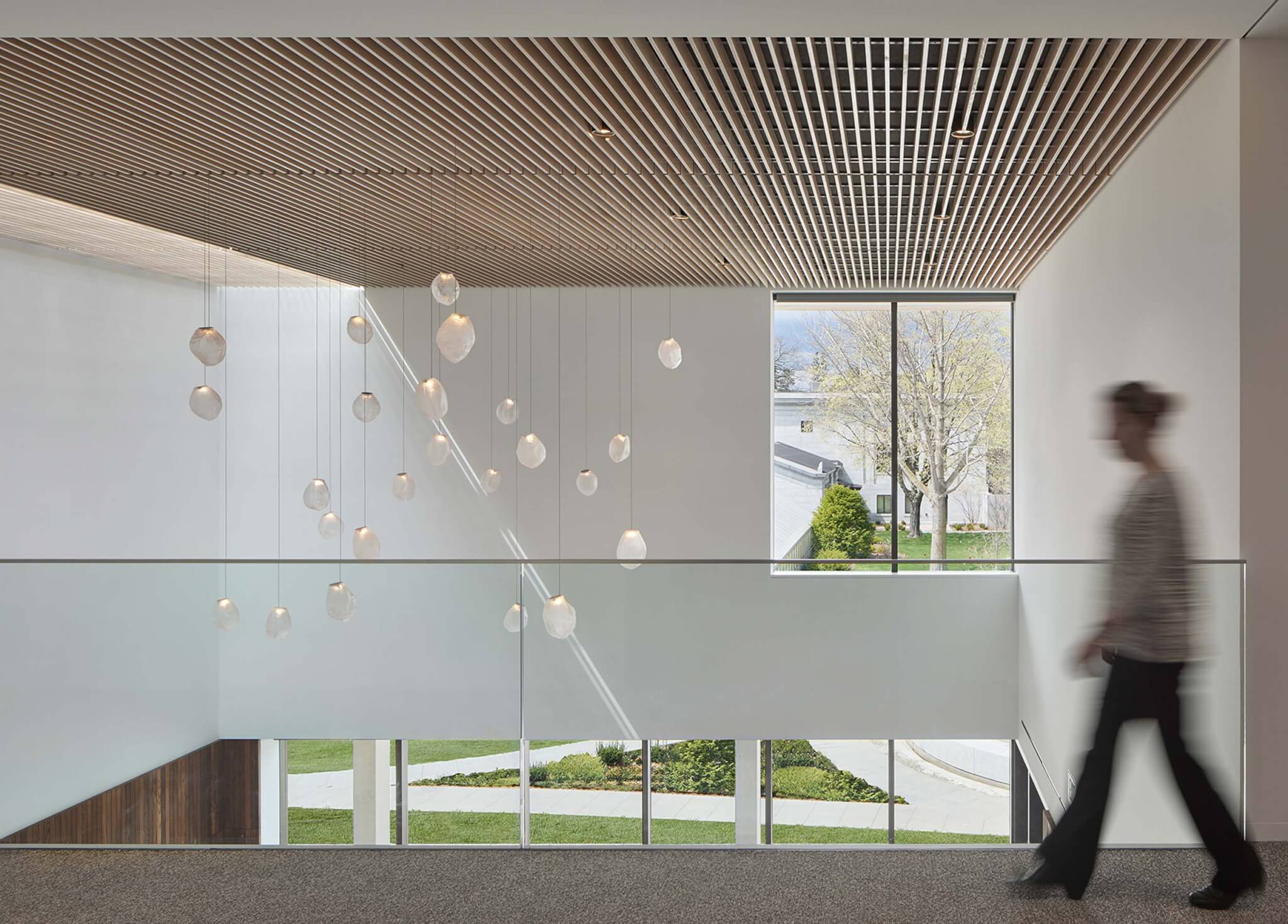 a mezzanine level inside the welcome center