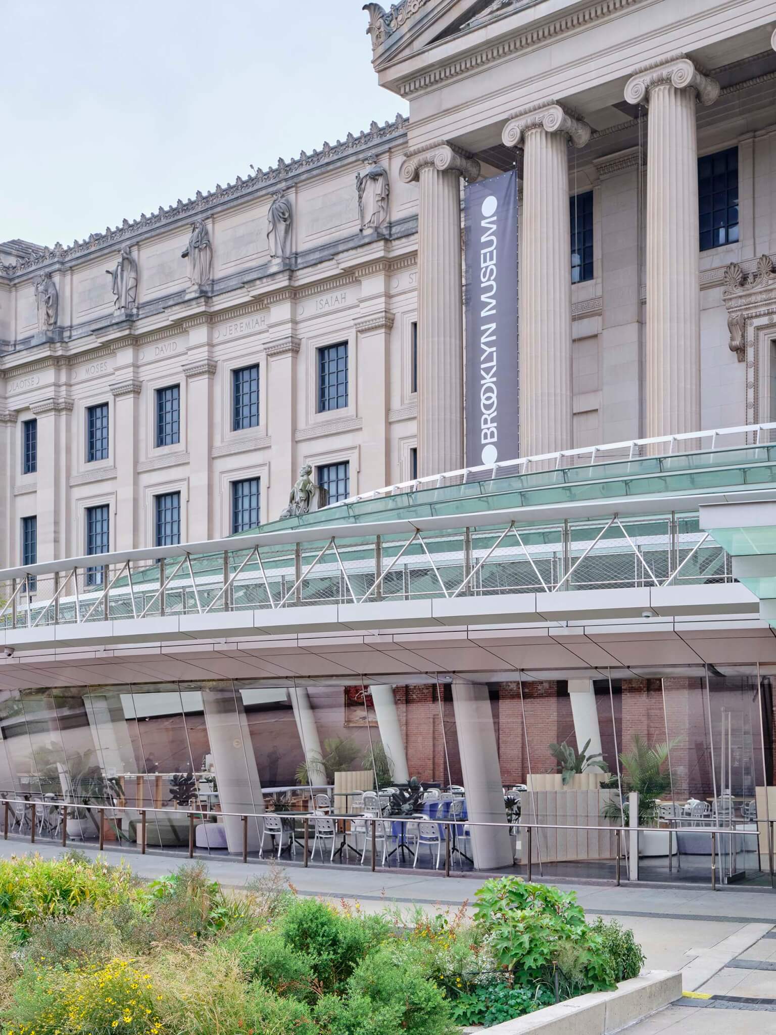 view of the cafe space at the Brooklyn Museum from the exterior