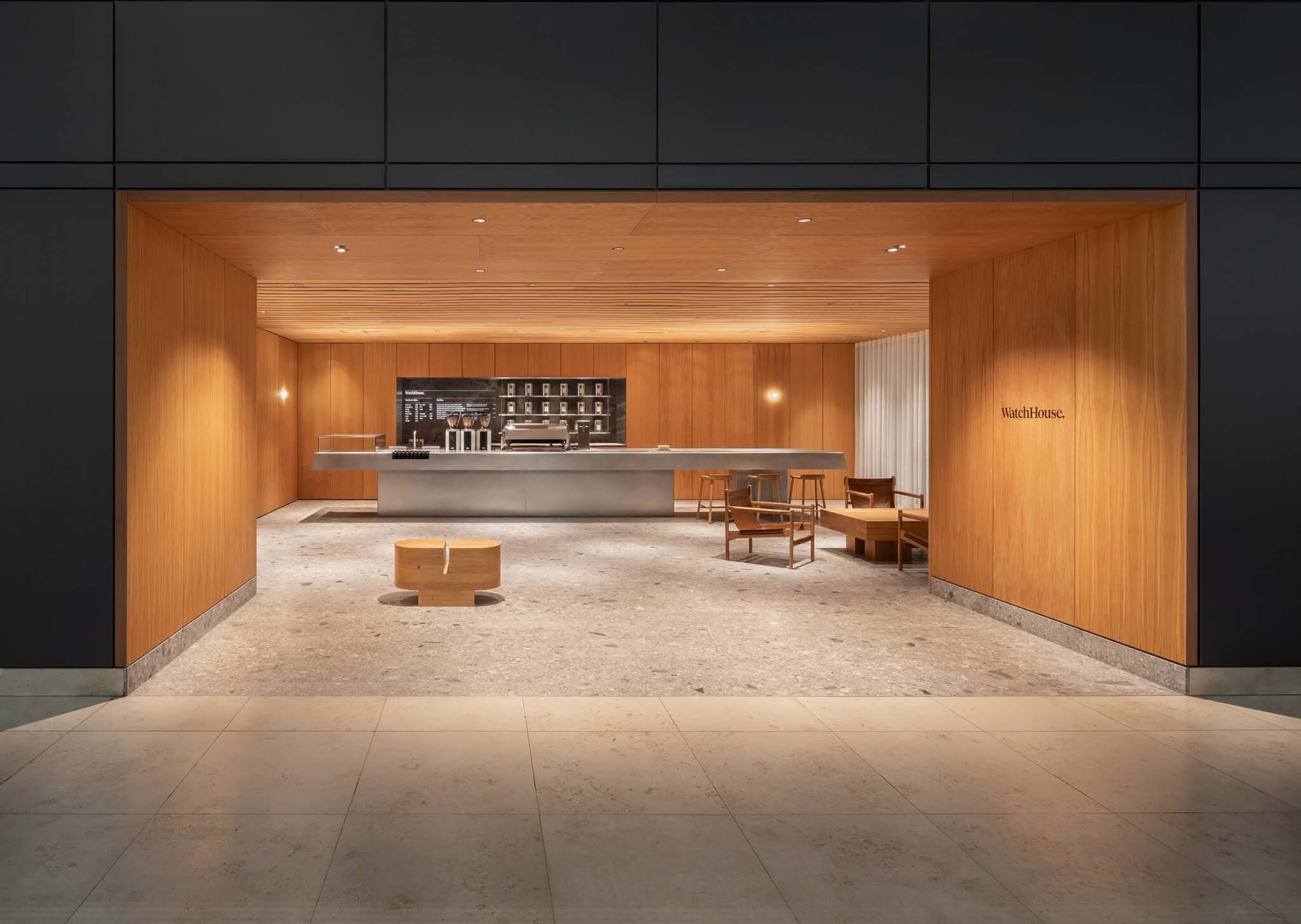 WatchHouse Fenchurch Atrium entrance is clad in wood