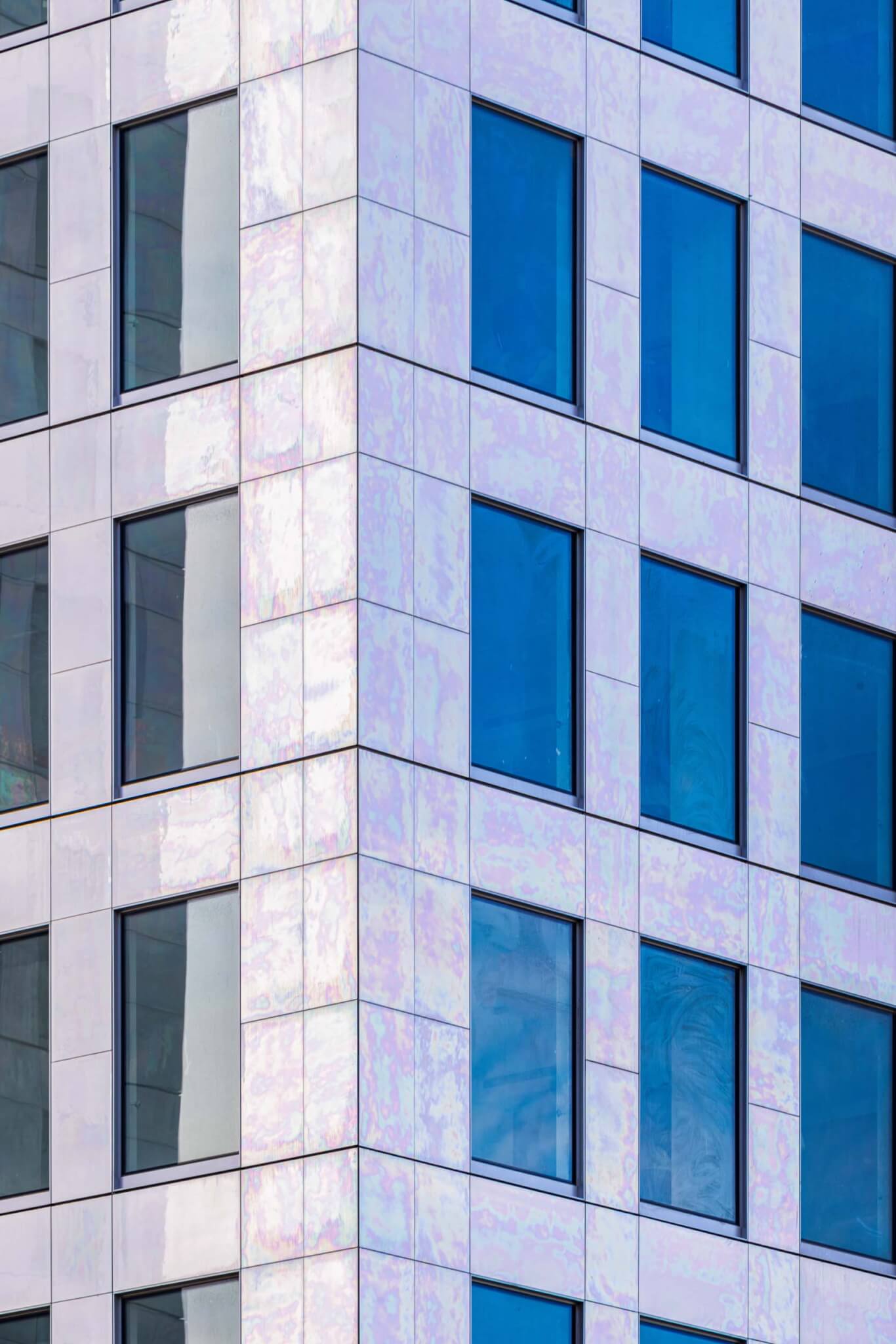 close-up of the building’s porcelain tiles