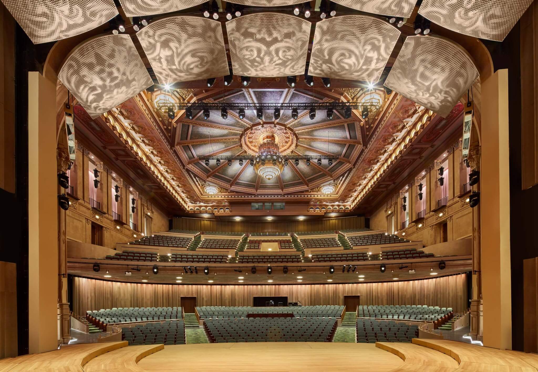 view out toward seating in the Jacobs Music Center renovated by HGA