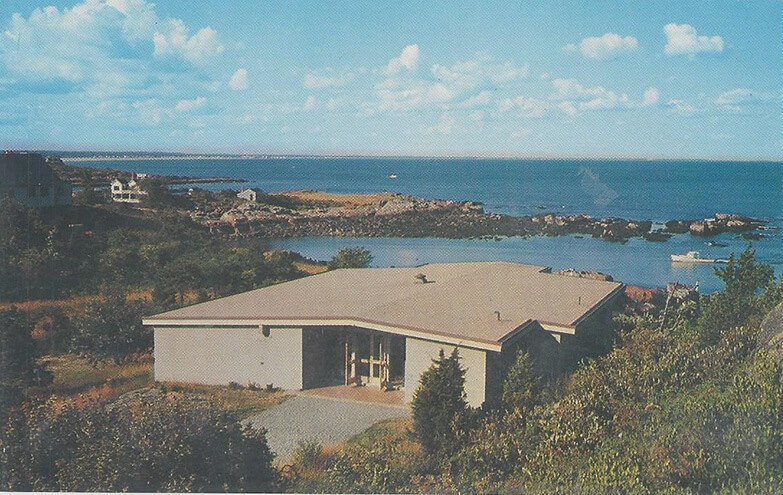 old film photo of Ogunquit Museum of American Art by ocean