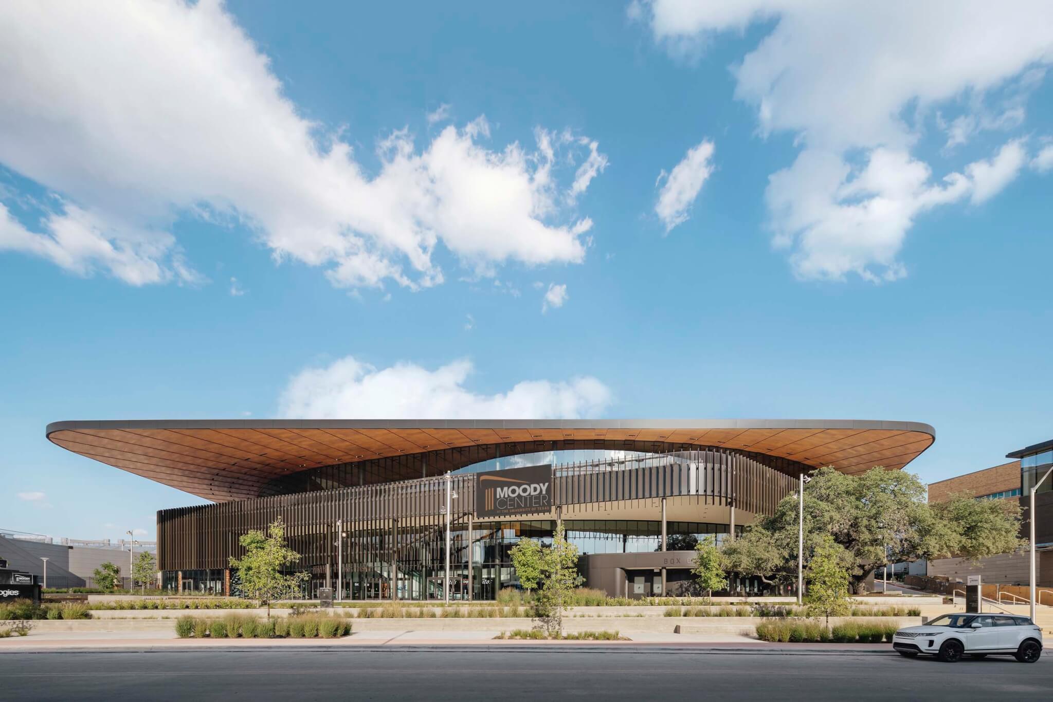 rendering of the University of Texas at Austin’s new and improved Moody Center, a project that will be presented at Facades+ Austin