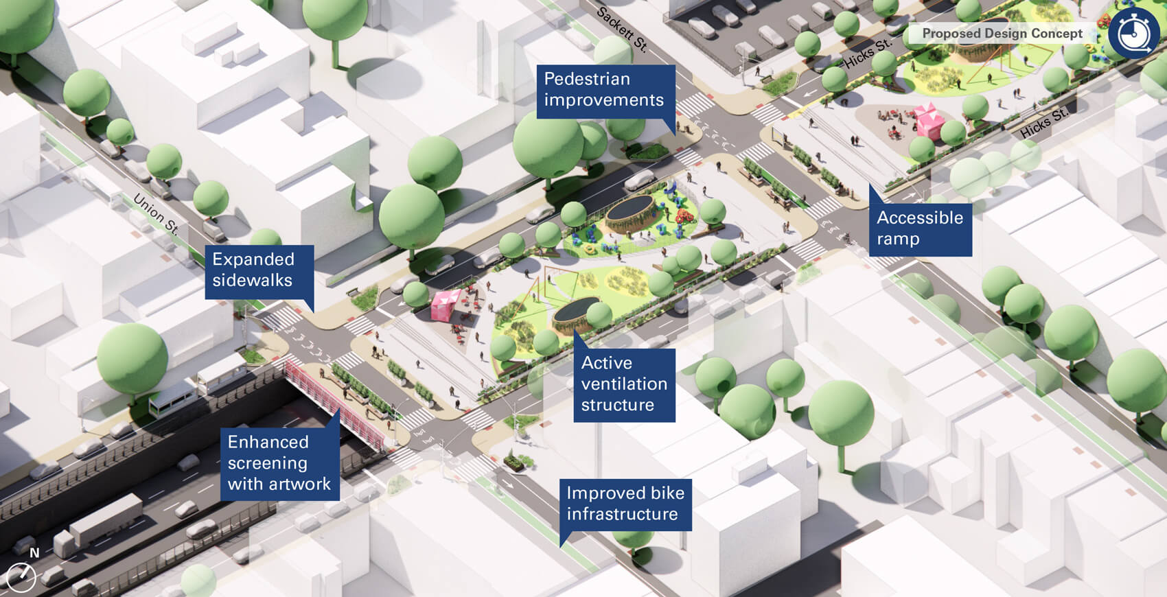 parts of the BQE would be capped over with green space